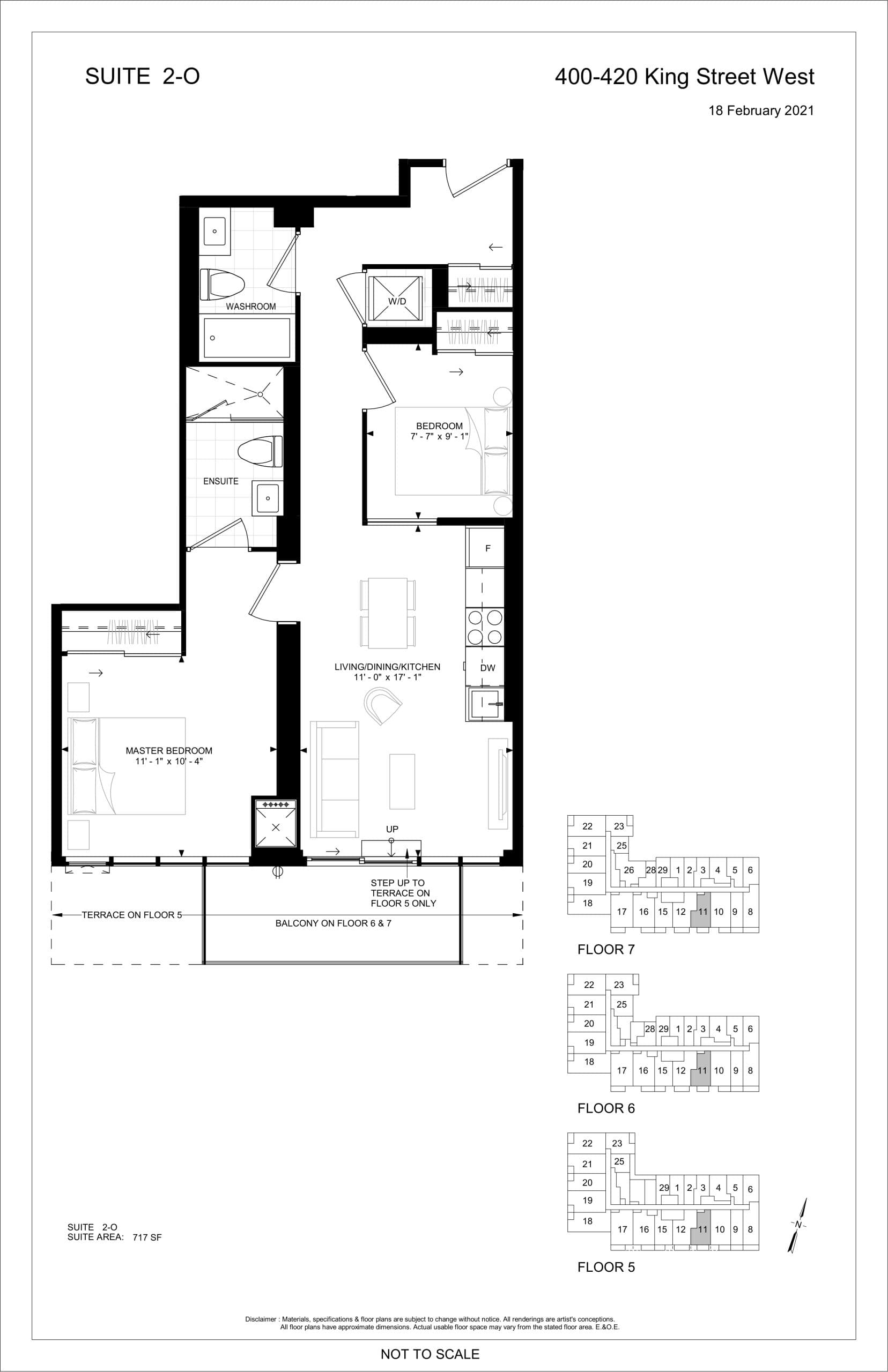 Suite 2-O Floor Plan at 400 King West Condos - 717 sq.ft