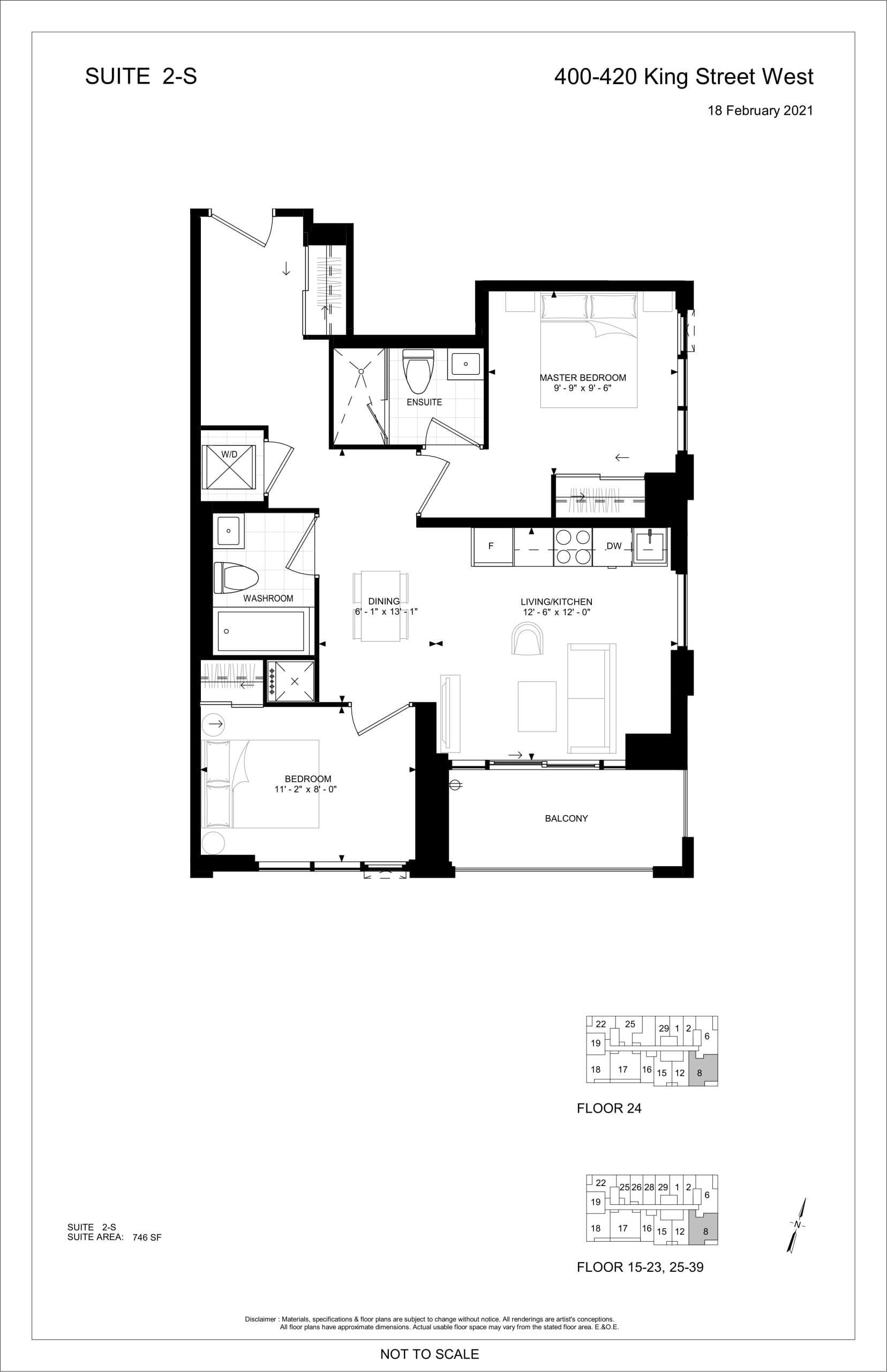 Suite 2-S Floor Plan at 400 King West Condos - 746 sq.ft