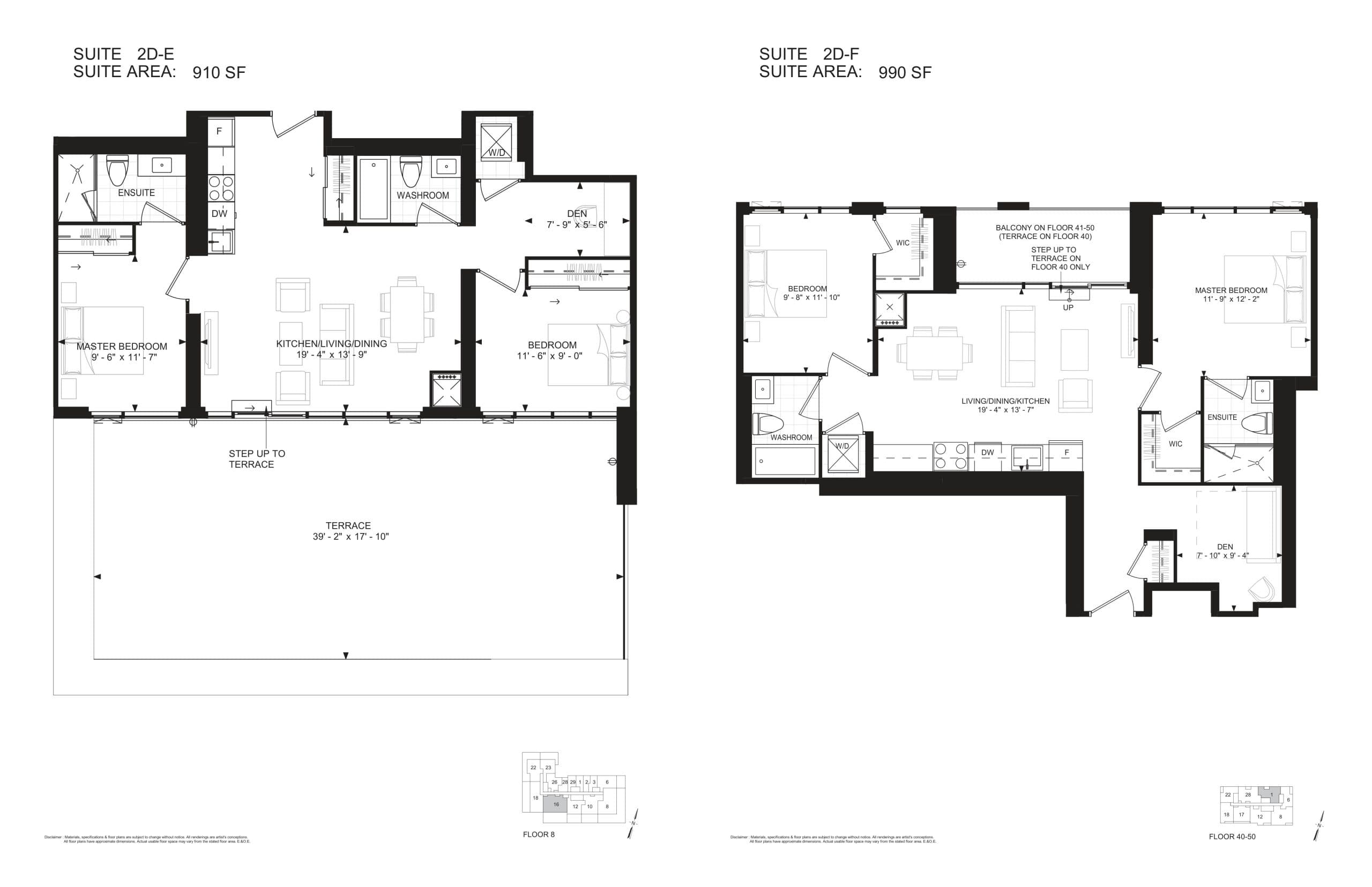 Suite 2D-E Floor Plan at 400 King West Condos - 910 sq.ft