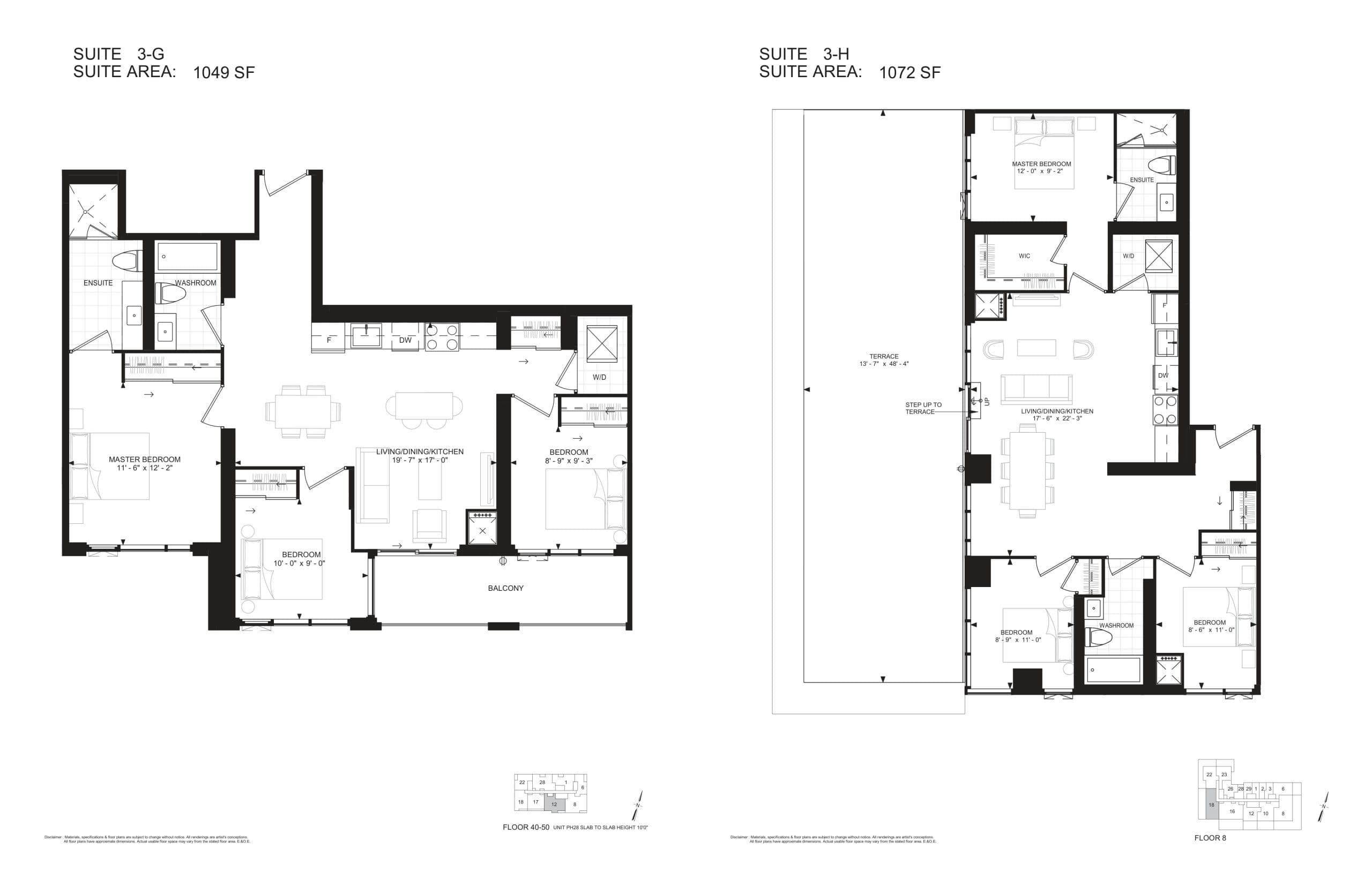 Suite 3-G Floor Plan at 400 King West Condos - 1049 sq.ft