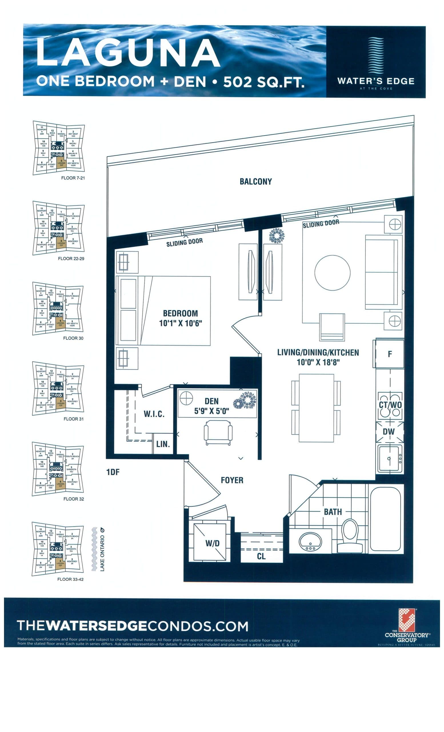 Laguna Floor Plan at Water's Edge at the Cove Condos - 502 sq.ft
