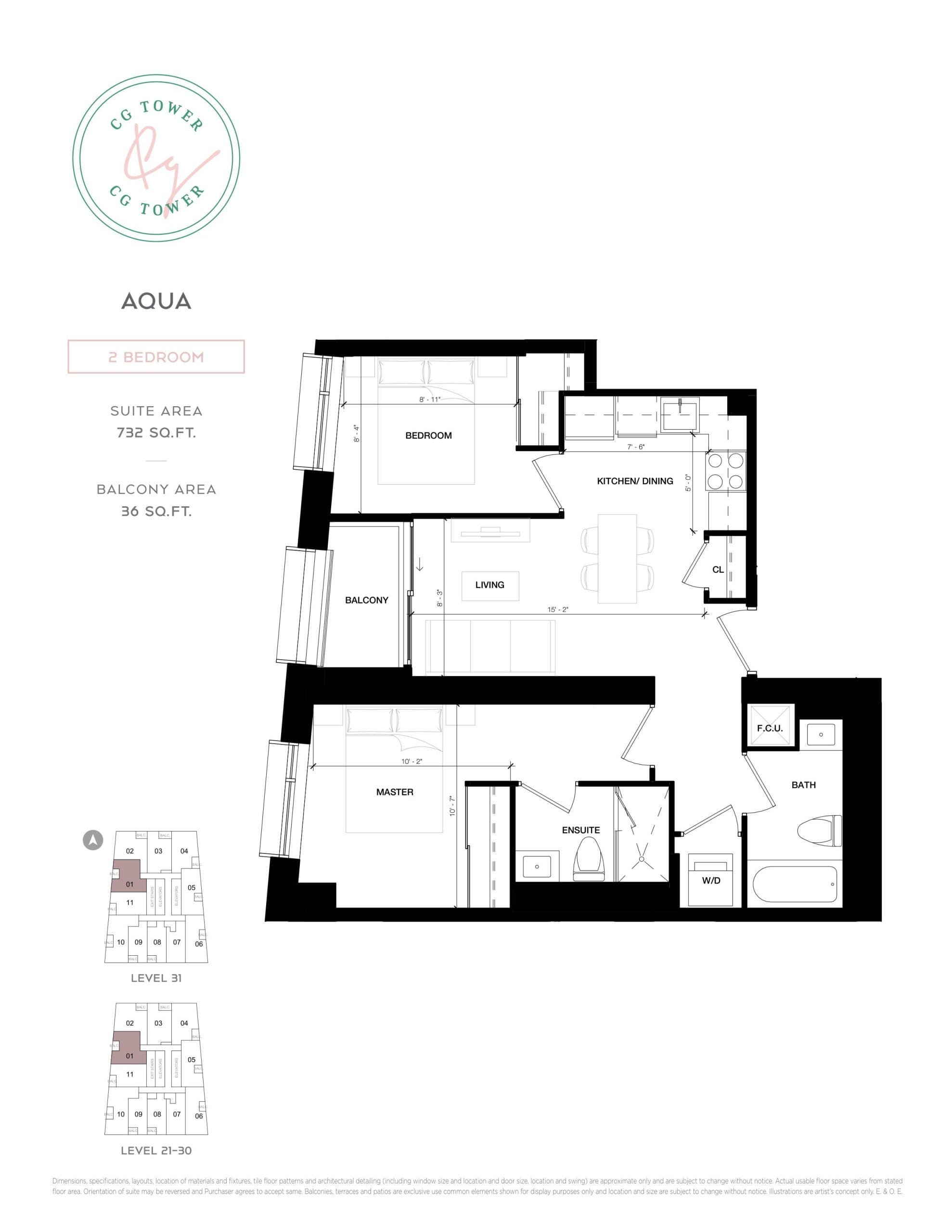 Aqua Floor Plan at CG Tower Condos - 732 sq.ft