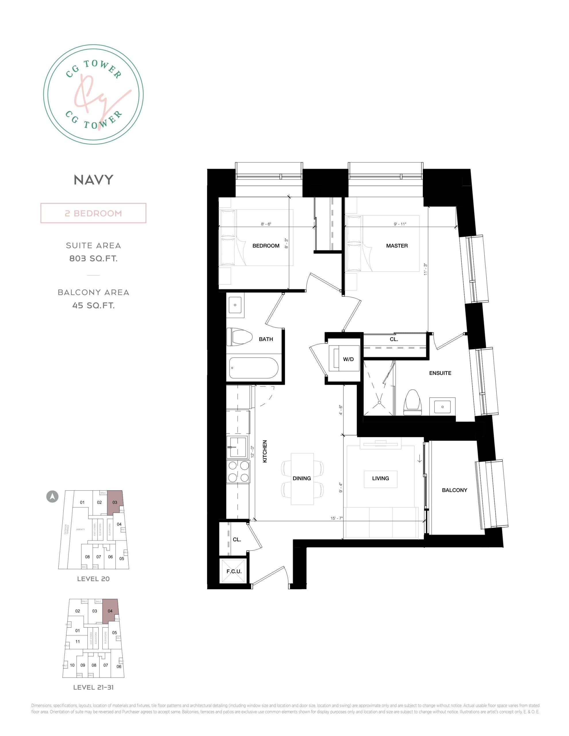 Navy Floor Plan at CG Tower Condos - 803 sq.ft
