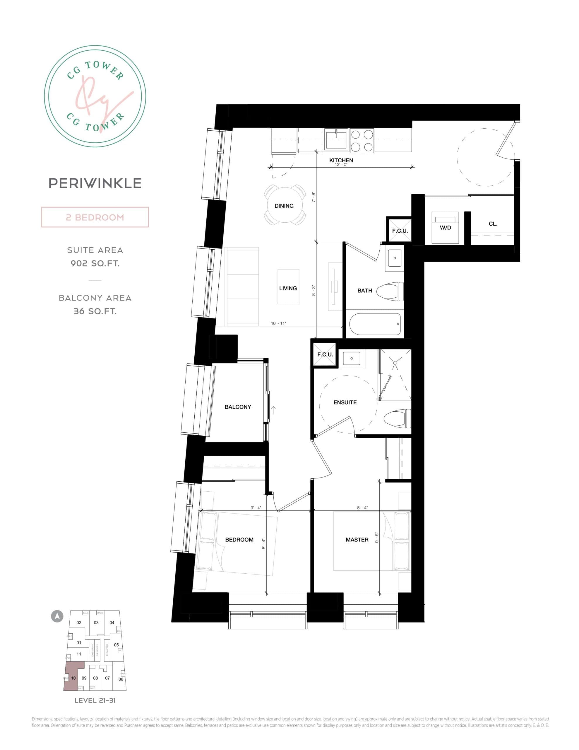 Periwinkle Floor Plan at CG Tower Condos - 902 sq.ft