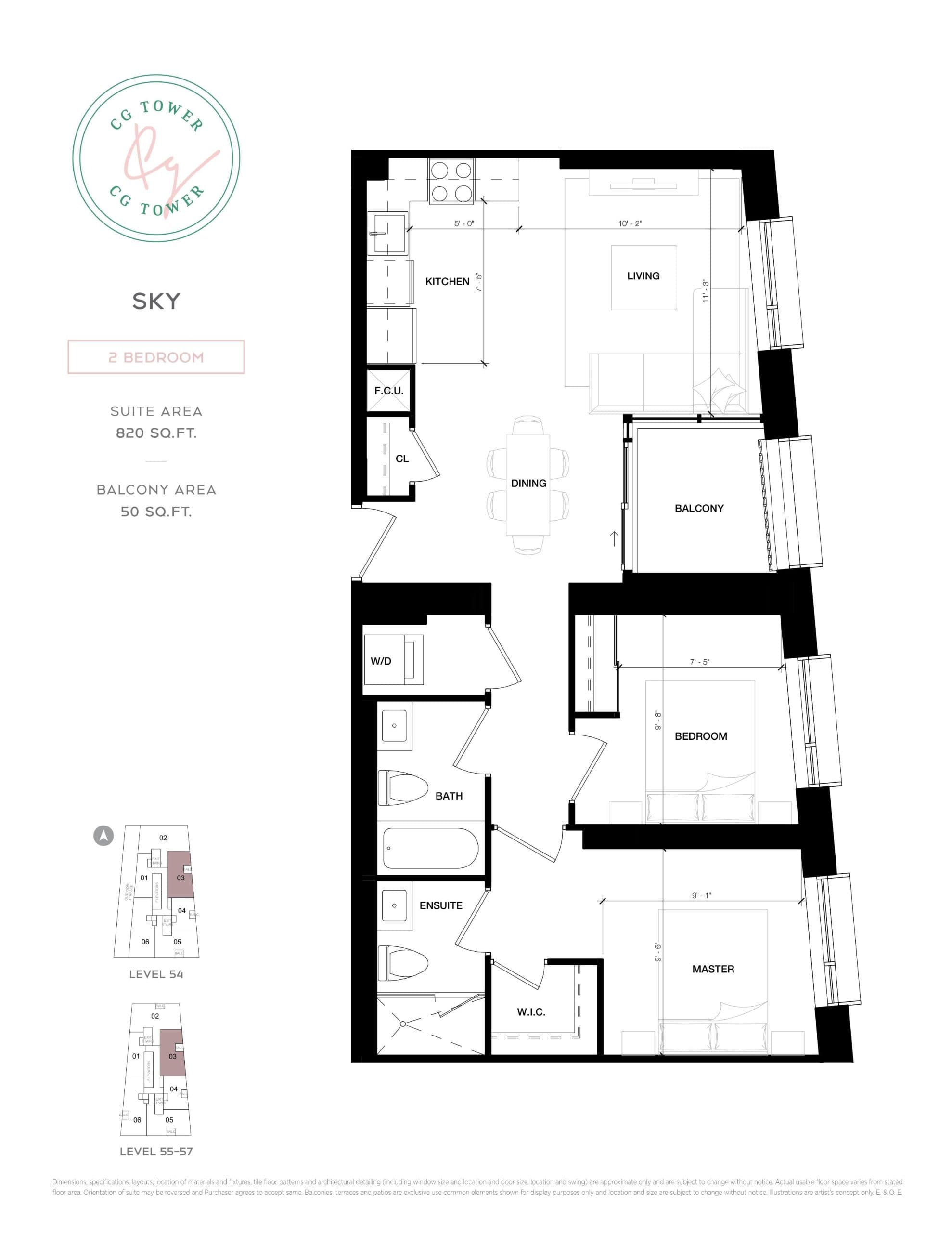 Sky Floor Plan at CG Tower Condos - 820 sq.ft