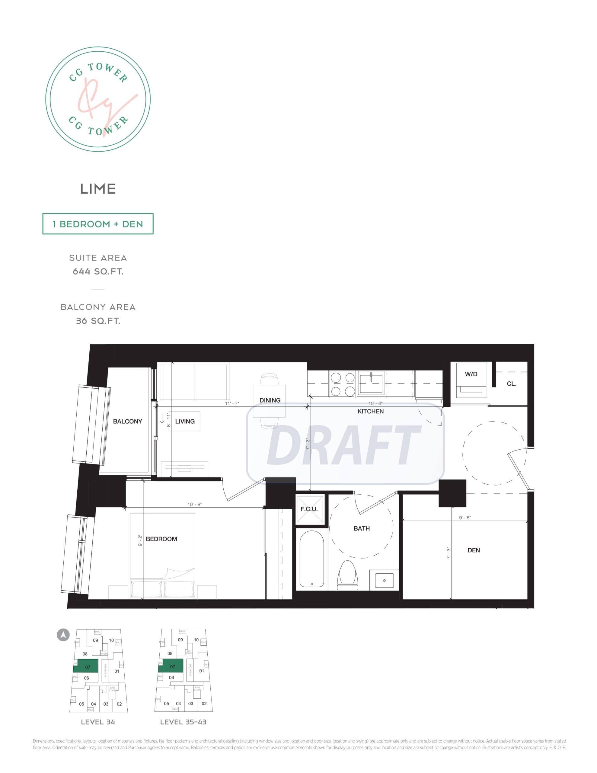 Lime Floor Plan at CG Tower Condos - 644 sq.ft