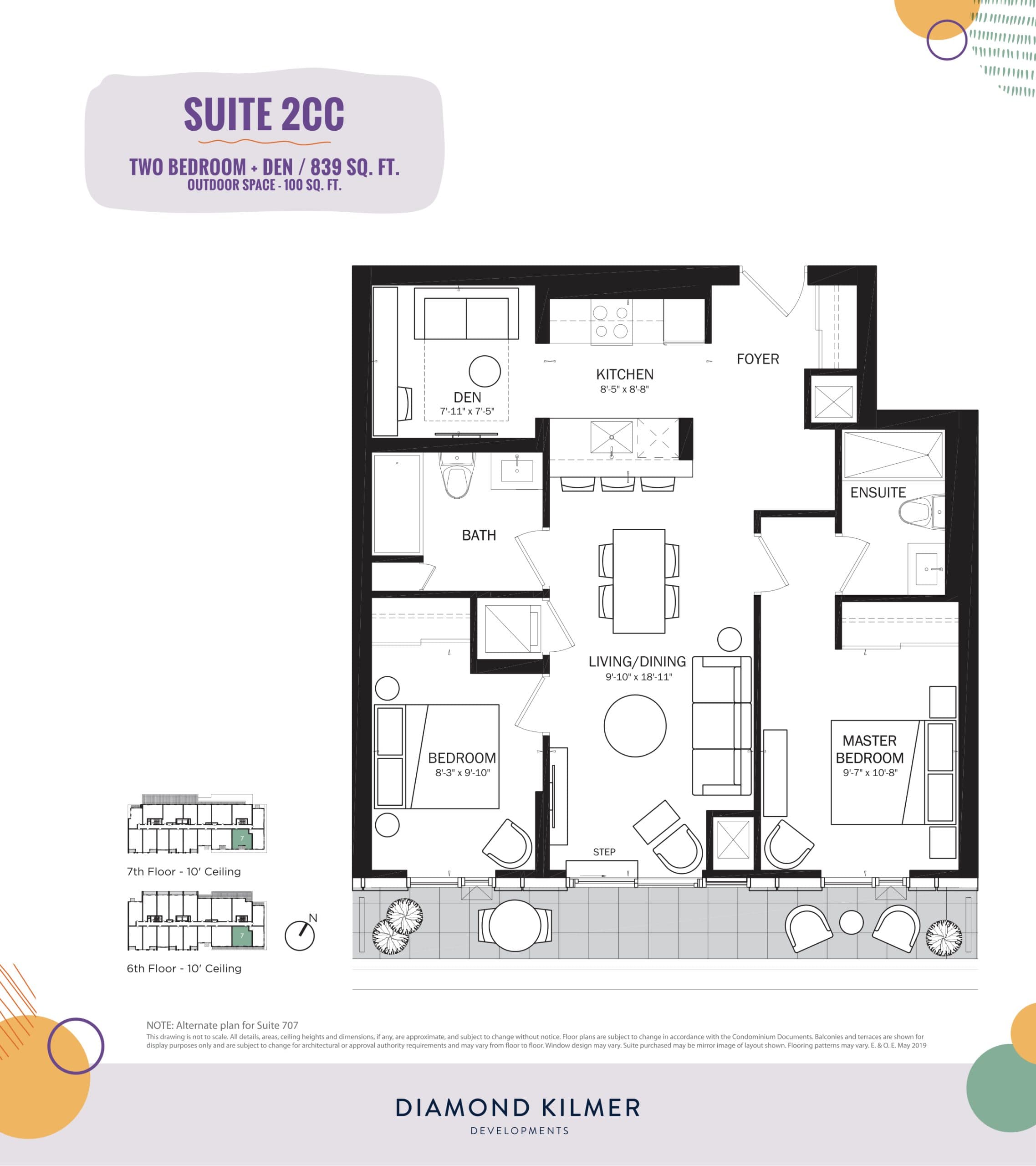 2CC Floor Plan at Reunion Crossing Condos & Urban Towns - 839 sq.ft