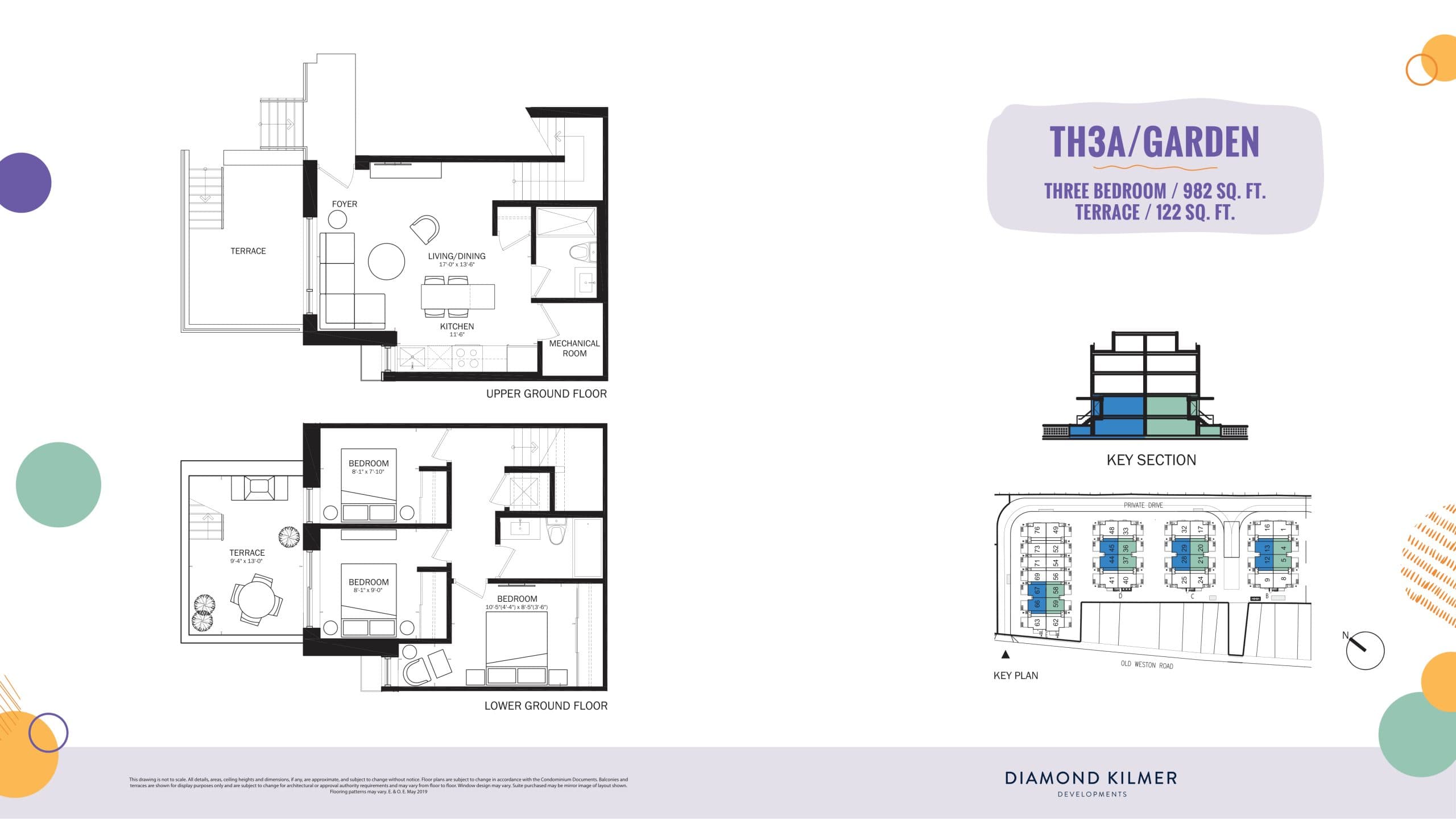 TH3A/Garden Floor Plan at Reunion Crossing Condos & Urban Towns - 982 sq.ft