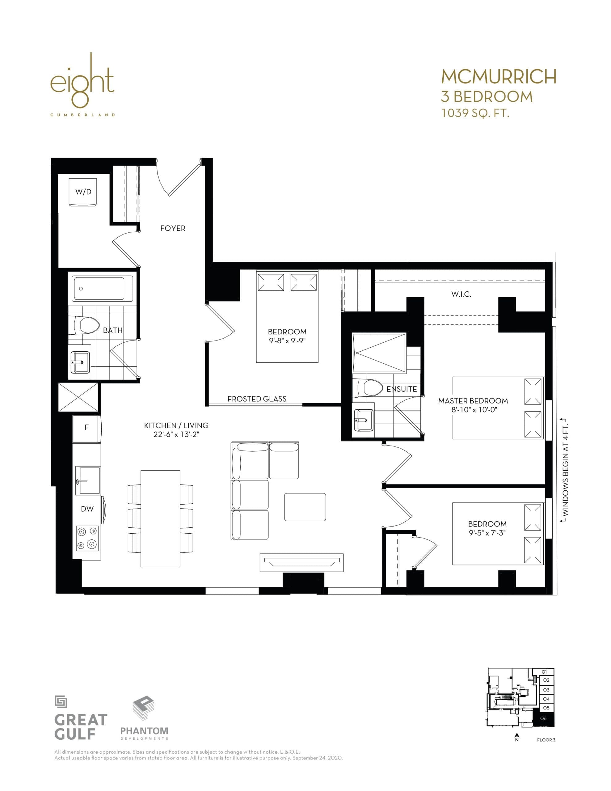 McMurrich Floor Plan at 8 Cumberland Condos - 1039 sq.ft