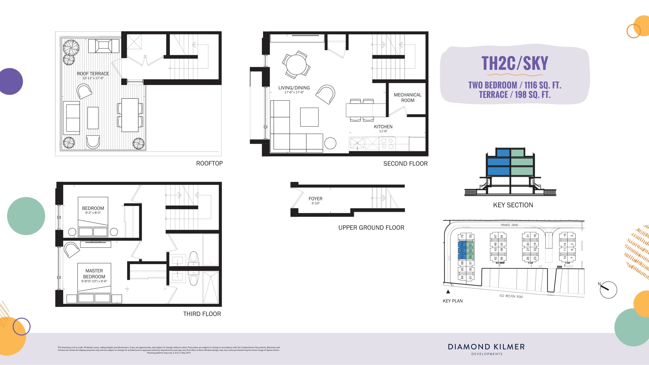 TH2C/Sky Floor Plan at Reunion Crossing Condos & Urban Towns - 1116 sq.ft