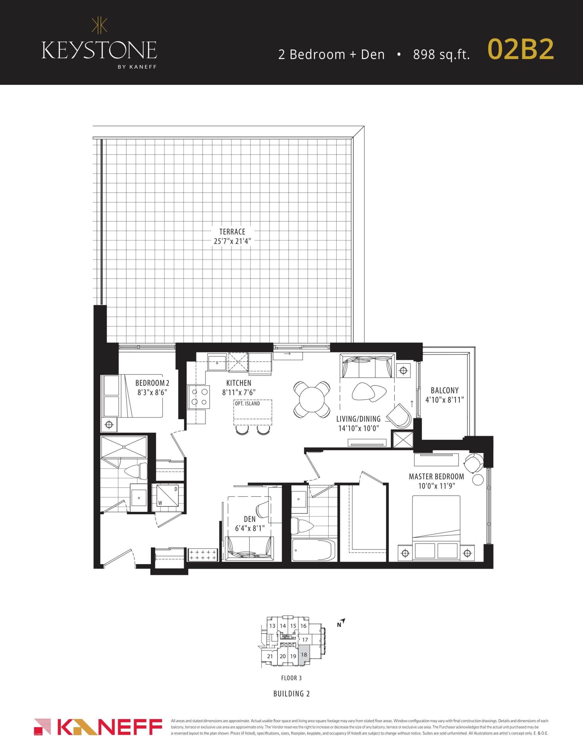 02B2 Floor Plan at Keystone Condos Phase 2 - 898 sq.ft