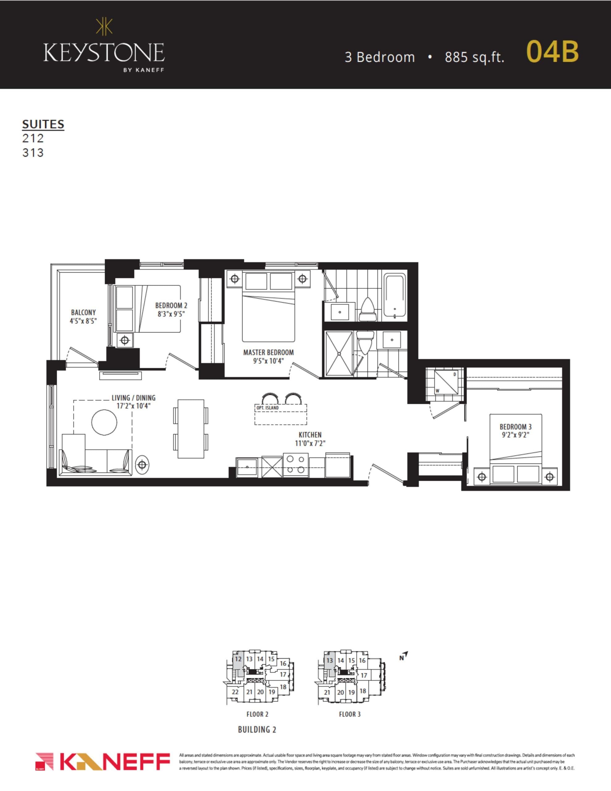 04B Floor Plan at Keystone Condos Phase 2 - 885 sq.ft