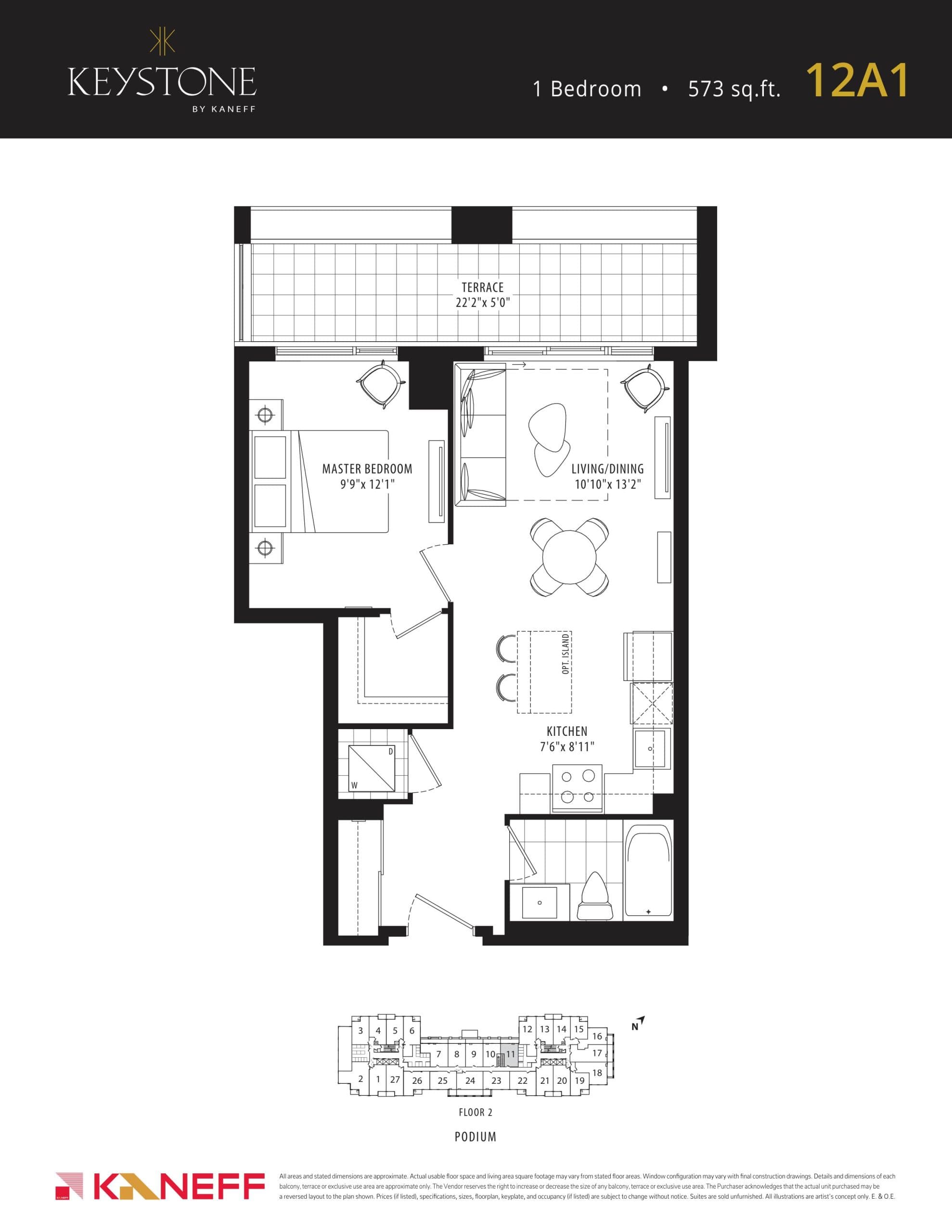 12A1 Floor Plan at Keystone Condos Phase 2 - 573 sq.ft