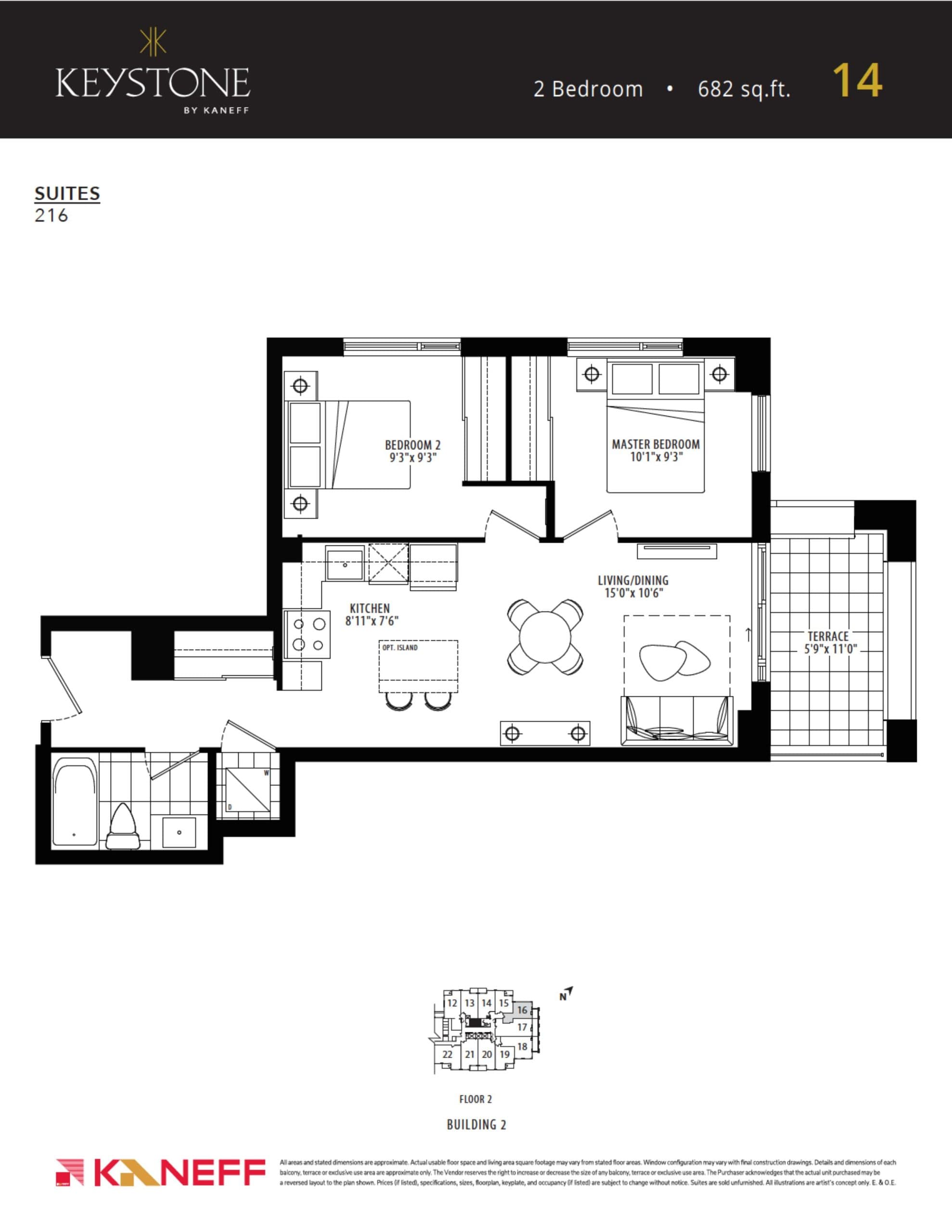 14 Floor Plan at Keystone Condos Phase 2 - 682 sq.ft
