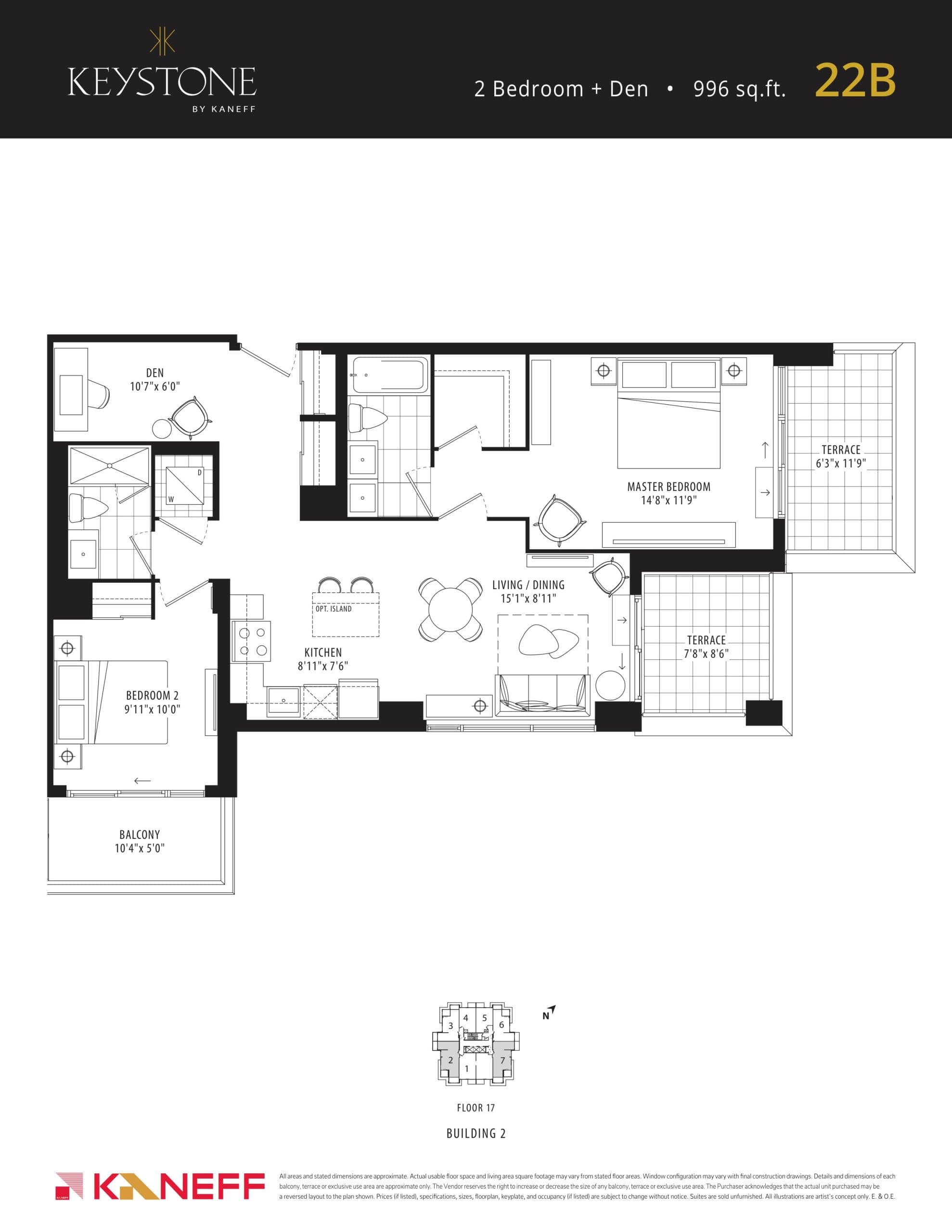 22B Floor Plan at Keystone Condos Phase 2 - 996 sq.ft