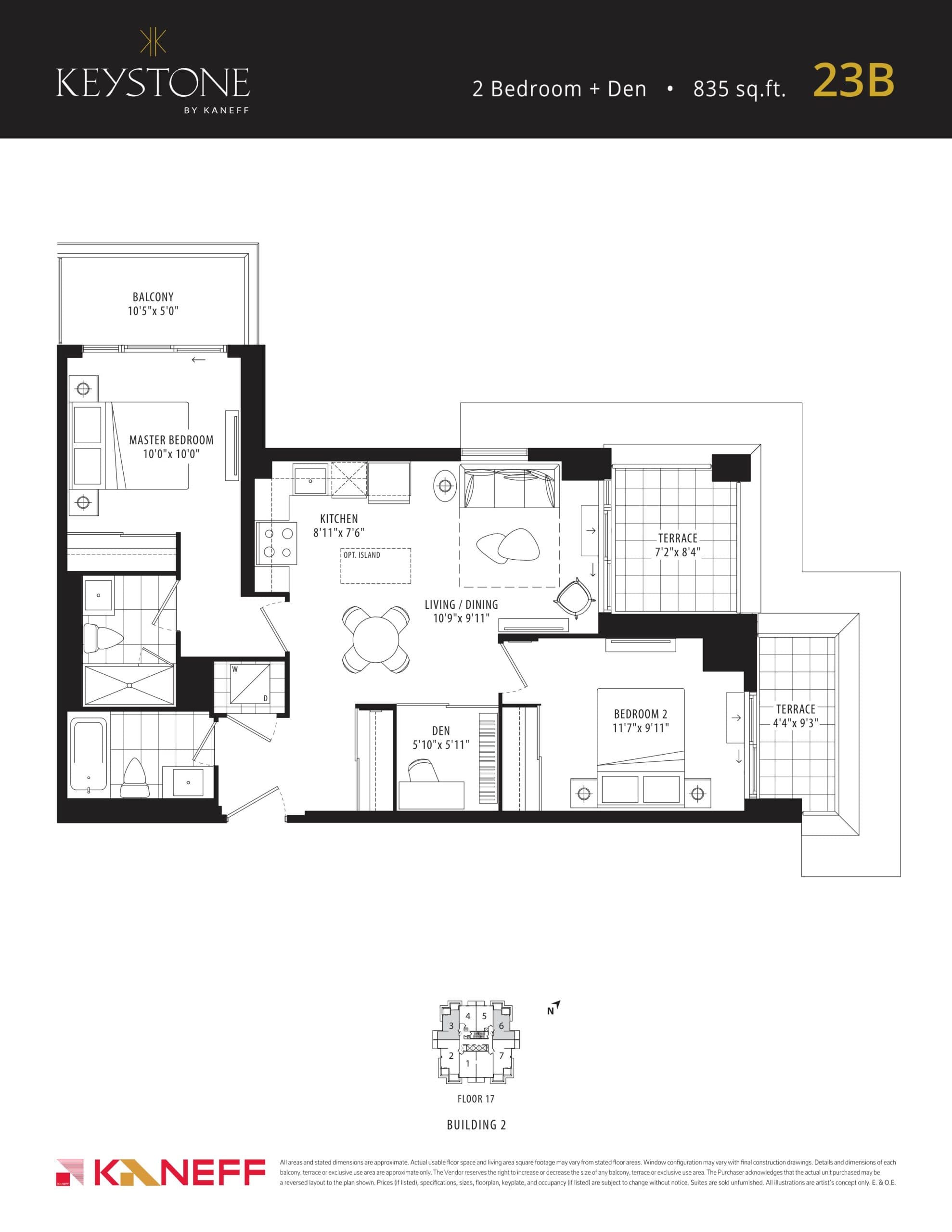 23B Floor Plan at Keystone Condos Phase 2 - 835 sq.ft