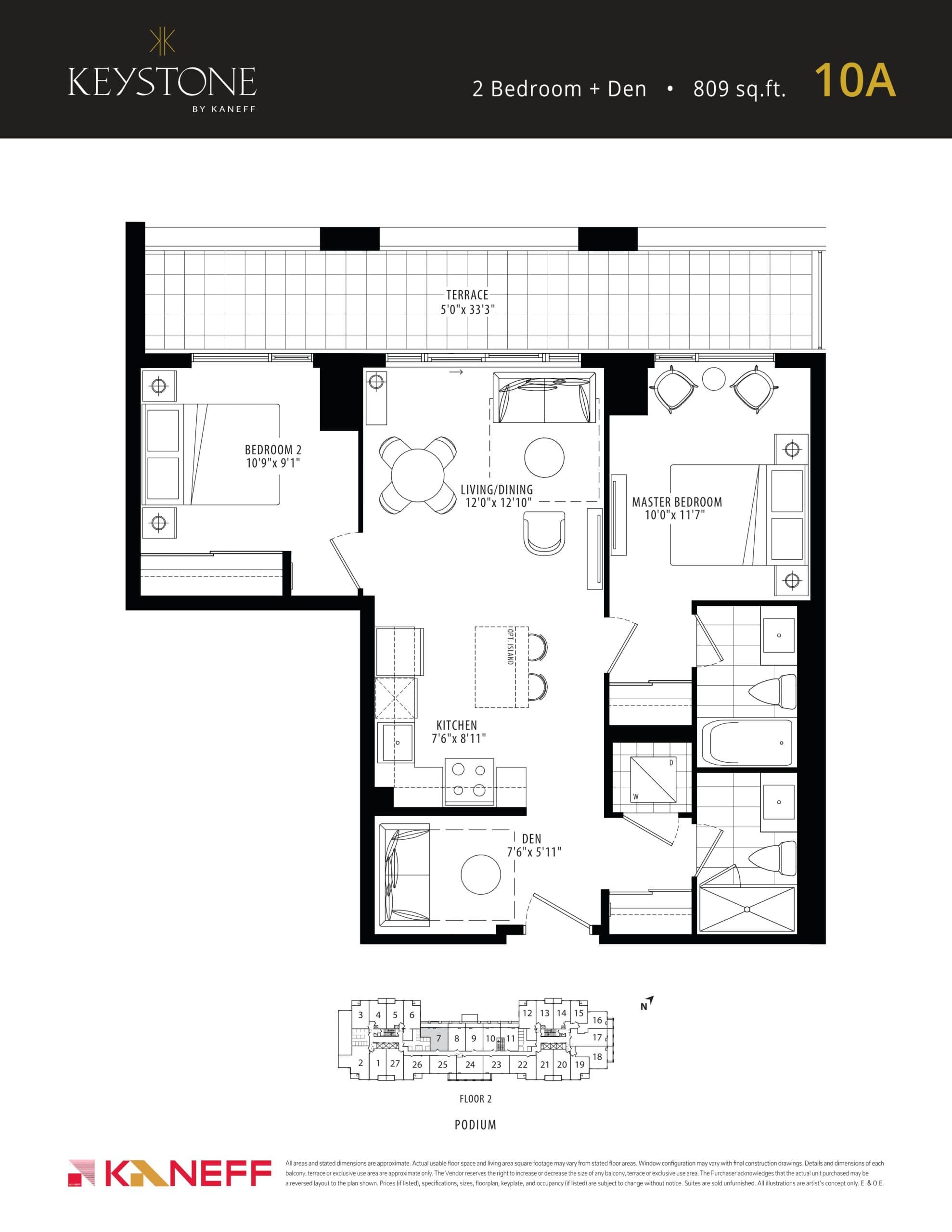 10A Floor Plan at Keystone Condos Phase 2 - 809 sq.ft