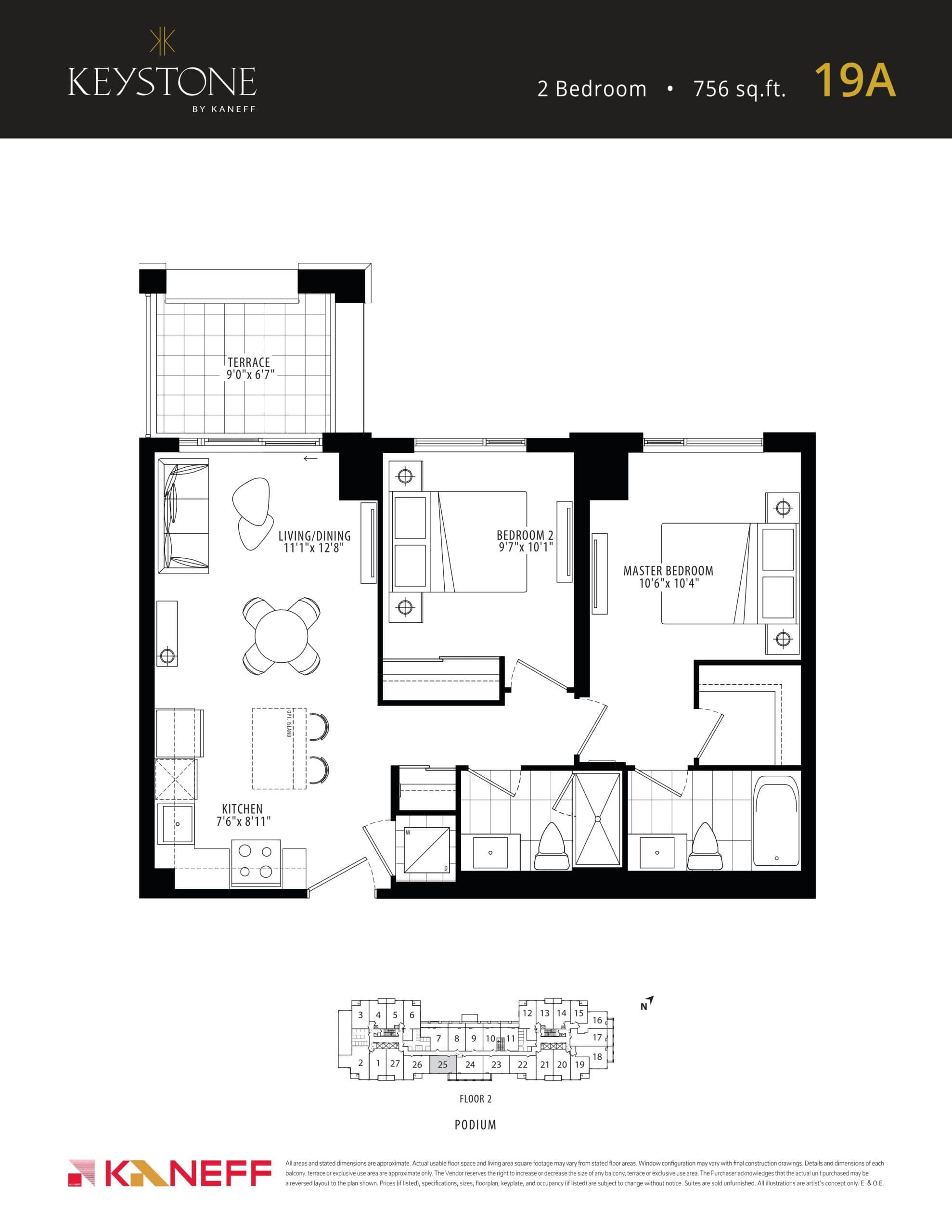 19A Floor Plan at Keystone Condos Phase 2 - 756 sq.ft