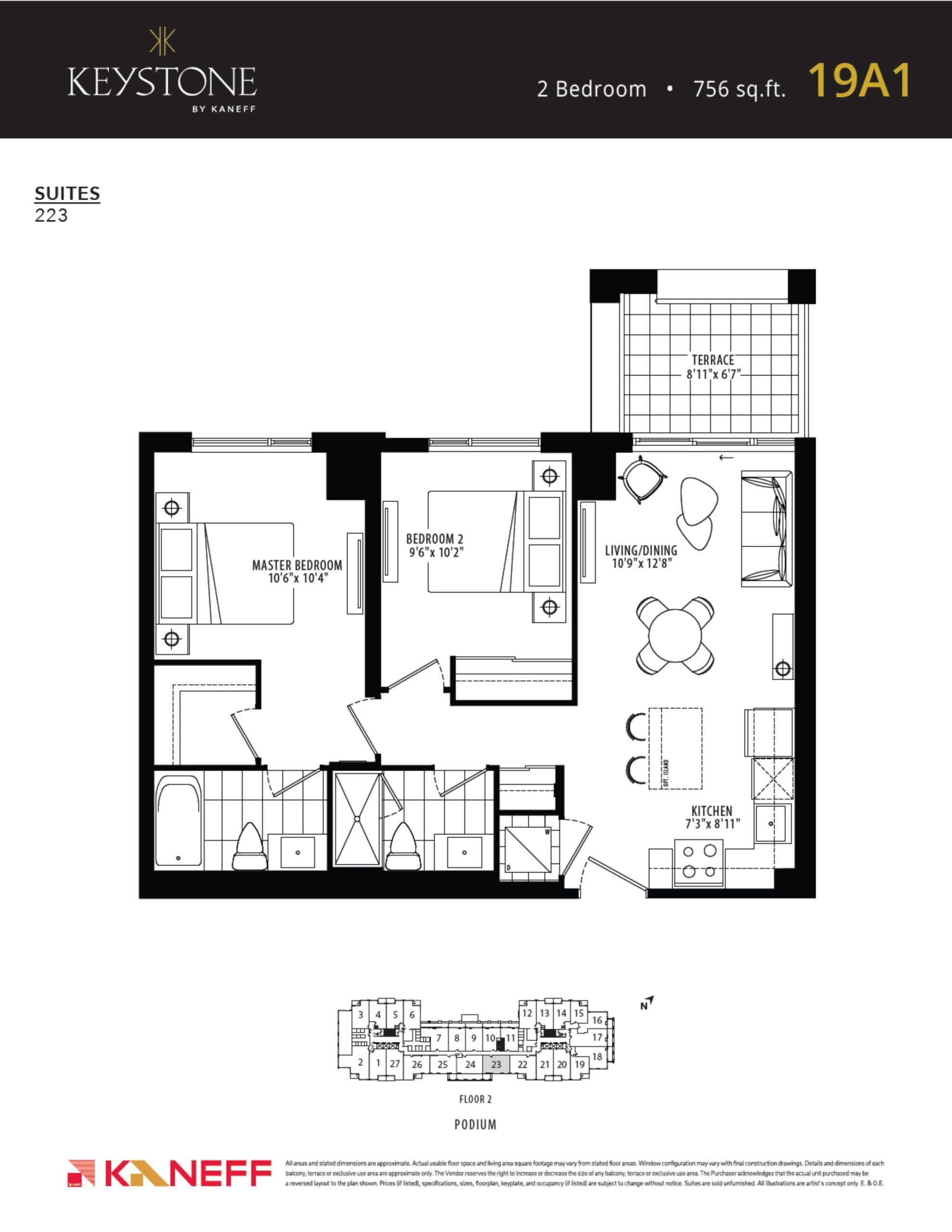 19A1 Floor Plan at Keystone Condos Phase 2 - 756 sq.ft