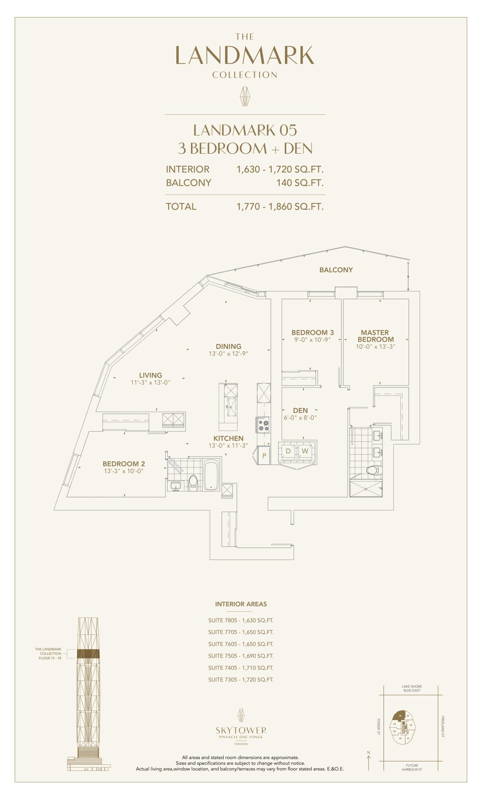 Landmark 05 Floor Plan at SkyTower at Pinnacle One Yonge - 1720 sq.ft