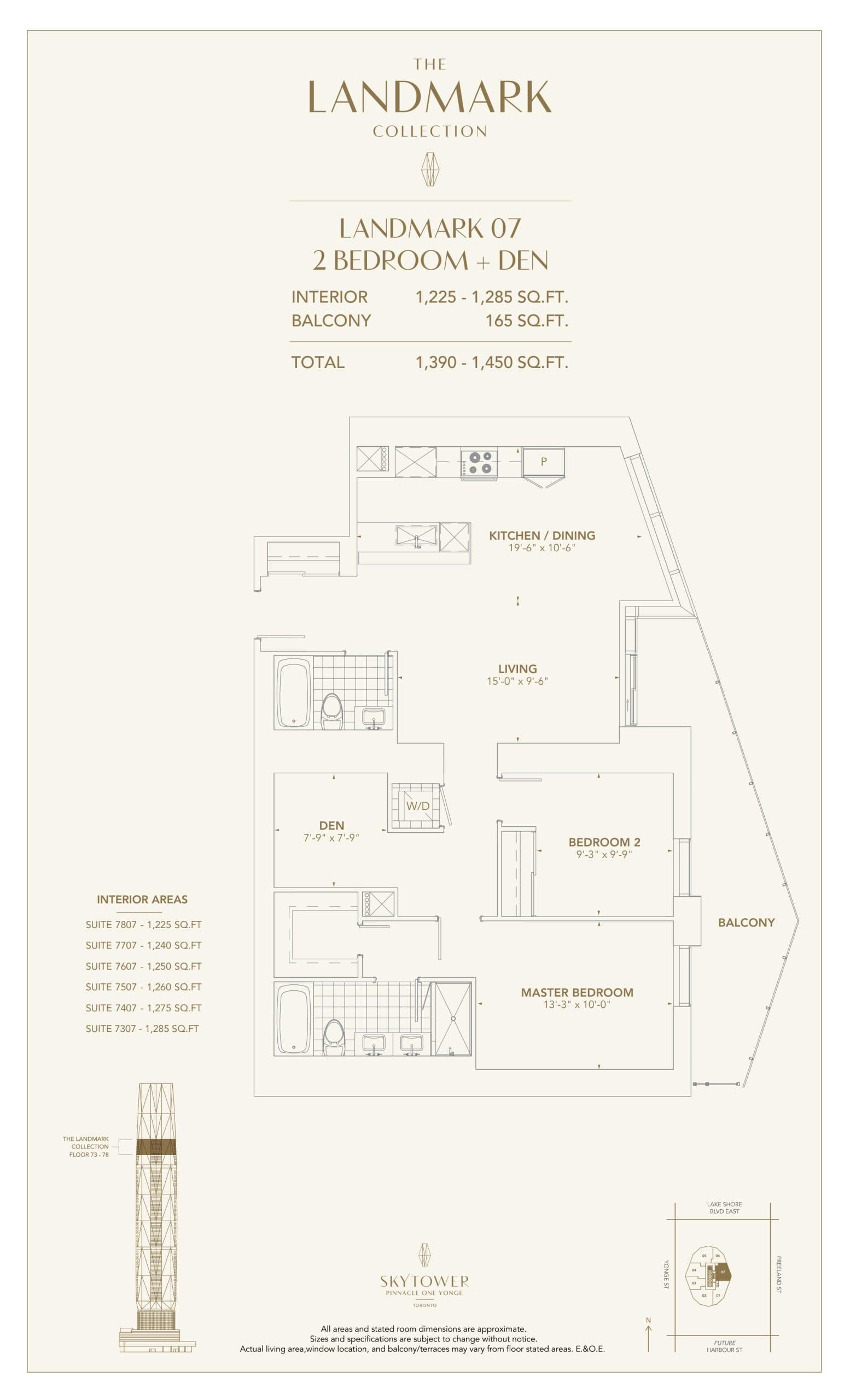 Landmark 07 Floor Plan at SkyTower at Pinnacle One Yonge - 1285 sq.ft