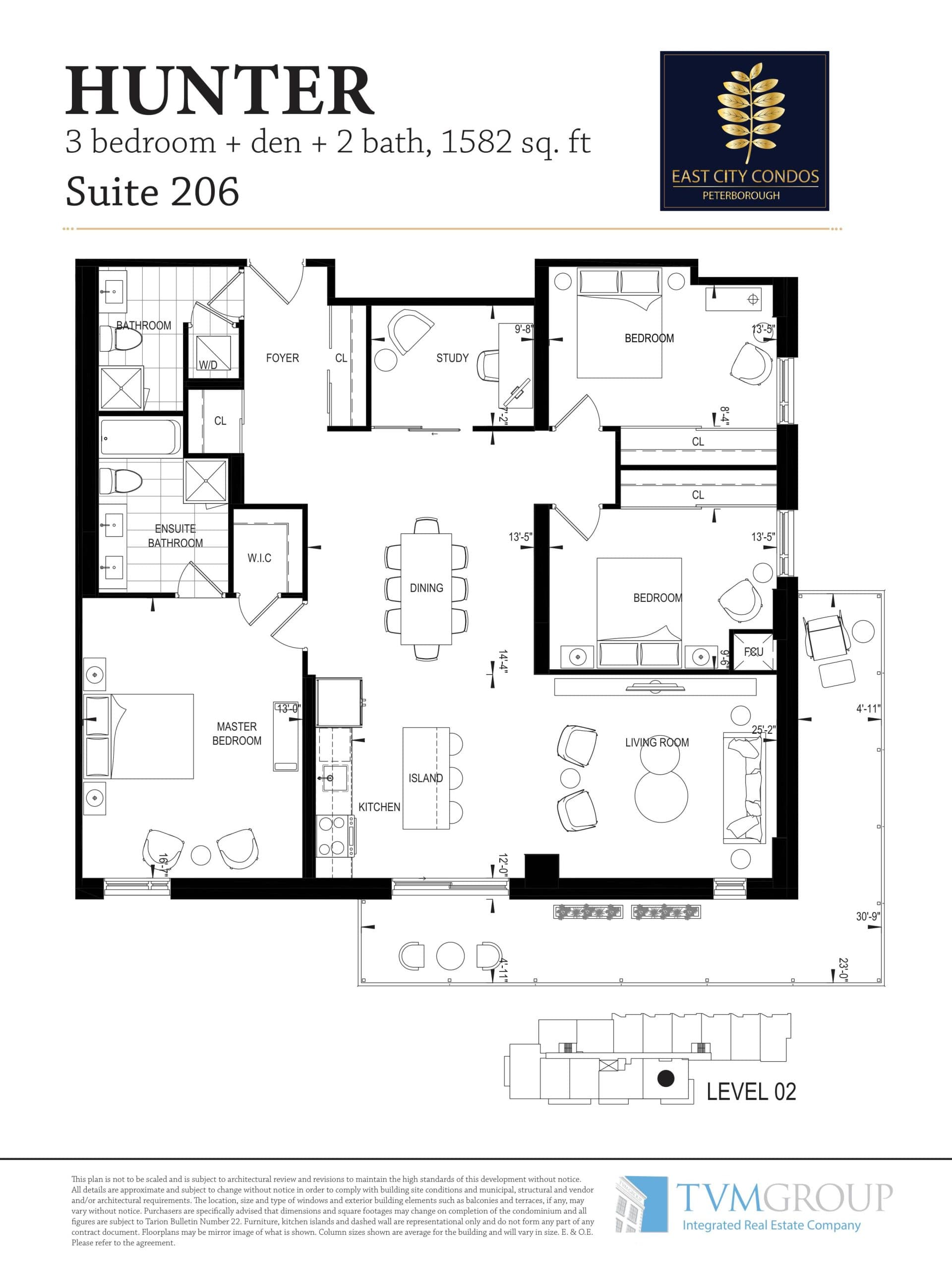 Hunter Floor Plan at East City Condos - 1582 sq.ft
