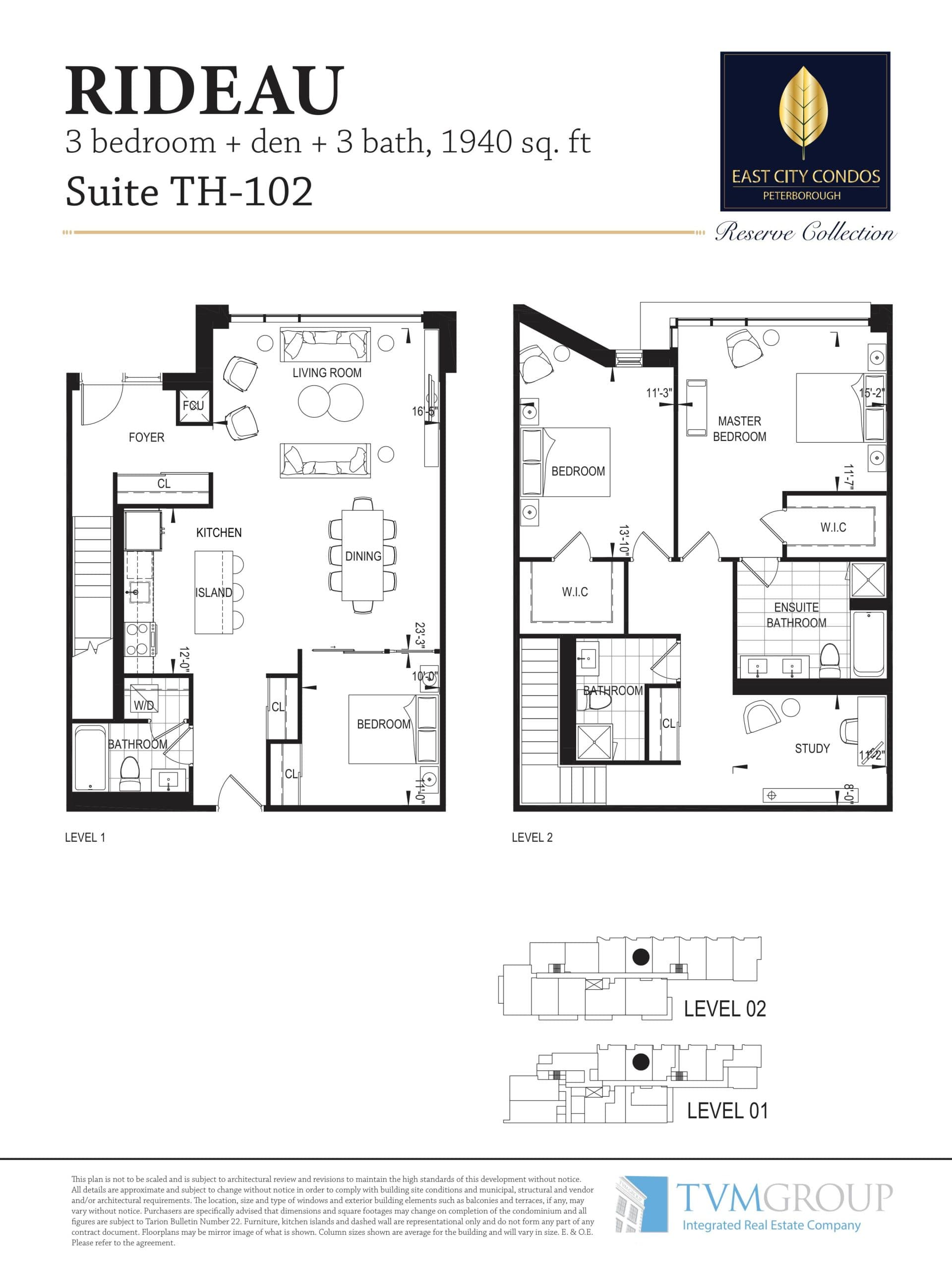 Rideau Floor Plan at East City Condos - 1940 sq.ft