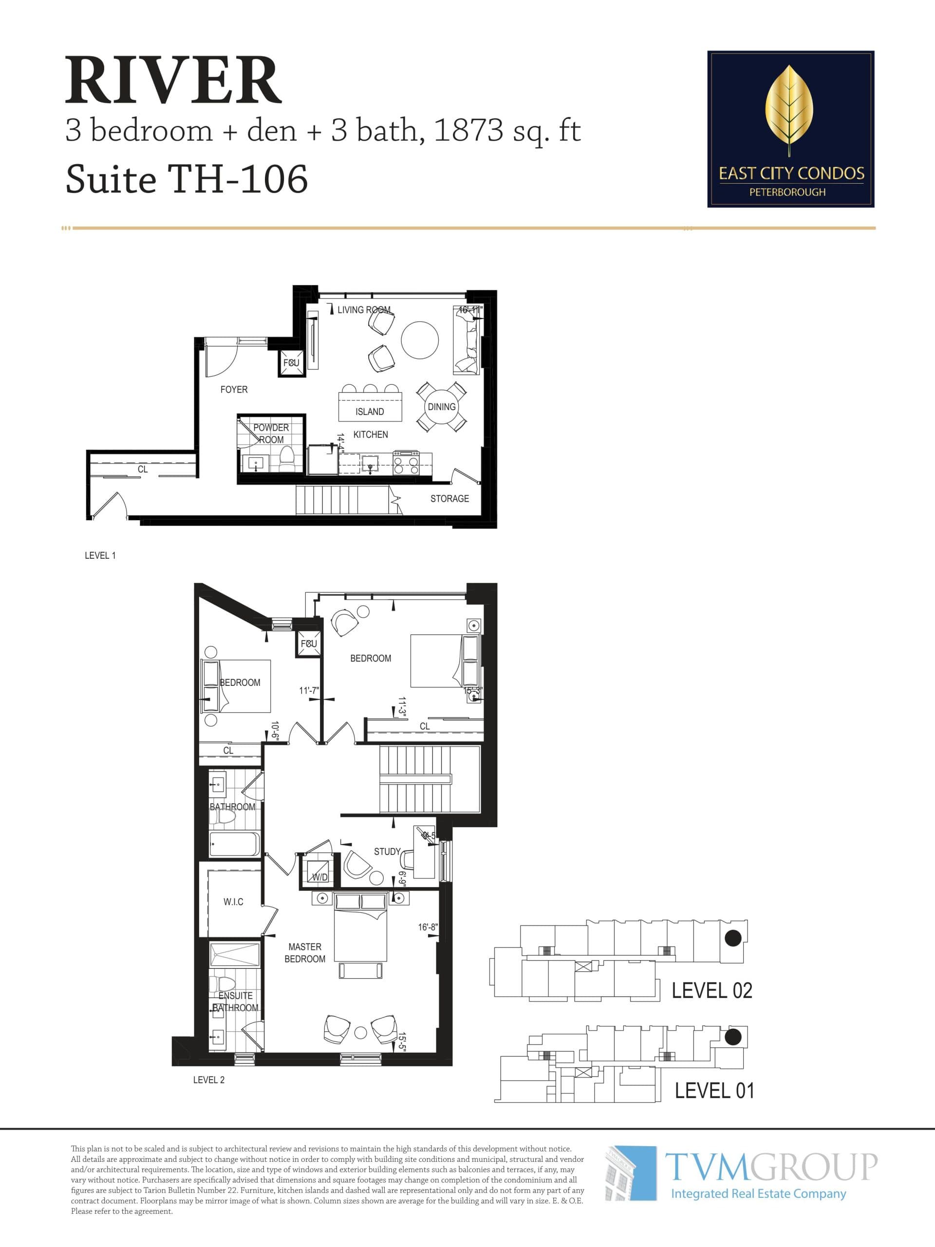 River Floor Plan at East City Condos - 1873 sq.ft