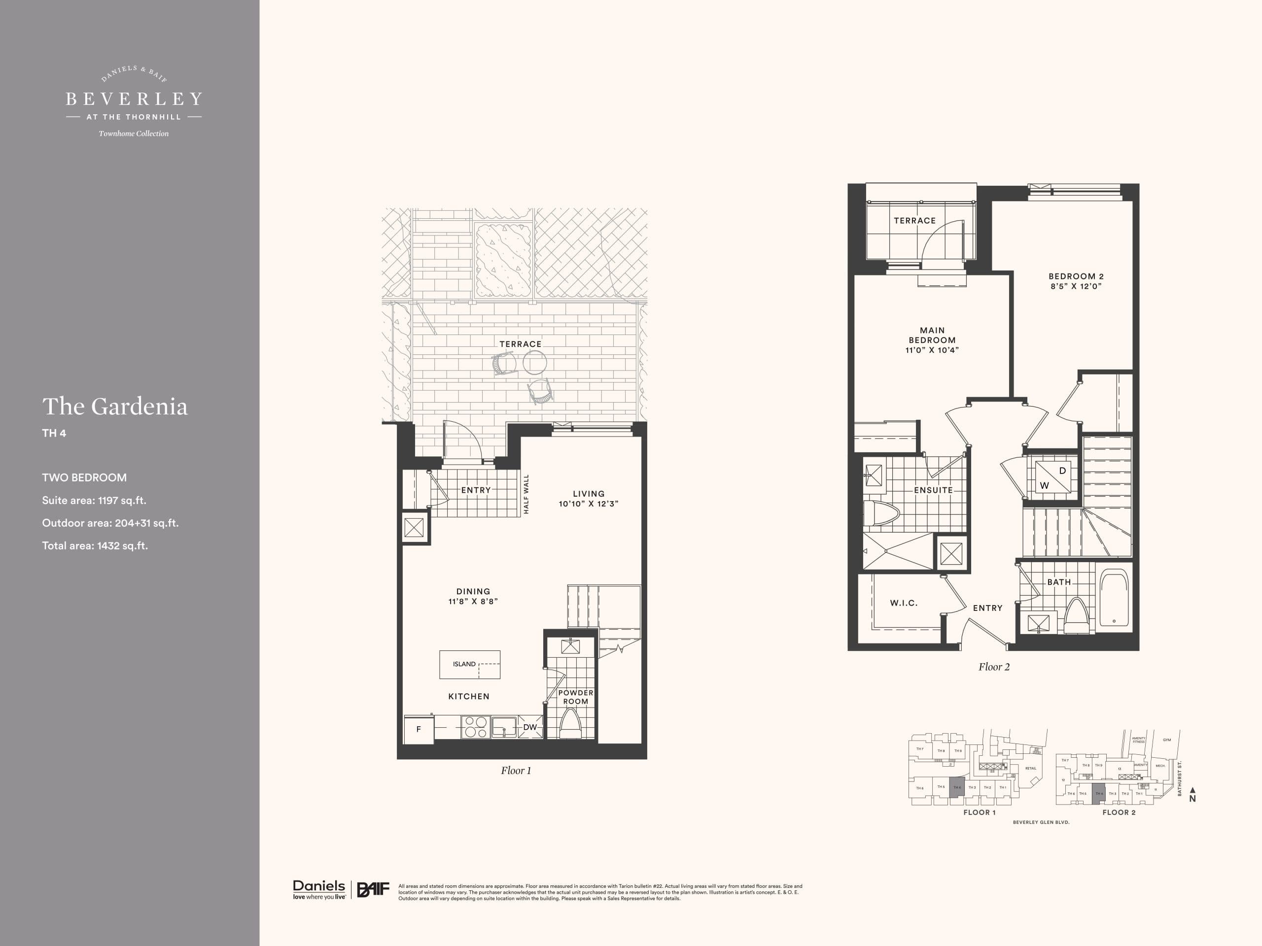 The Gardenia Floor Plan at The Beverley at the Thornhill Condos - 1197 sq.ft