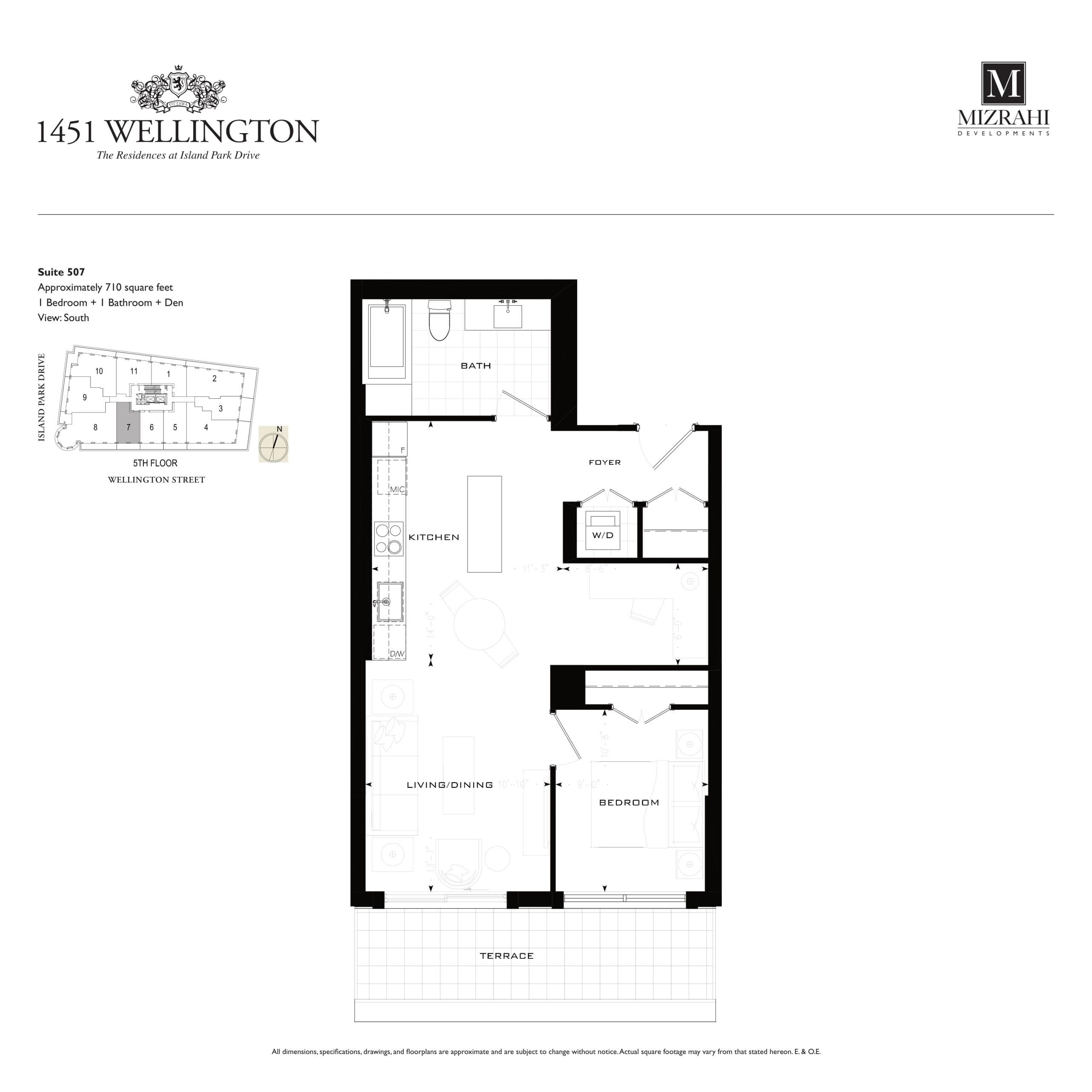 Suite 507 Floor Plan at 1451 Wellington Condos - 710 sq.ft