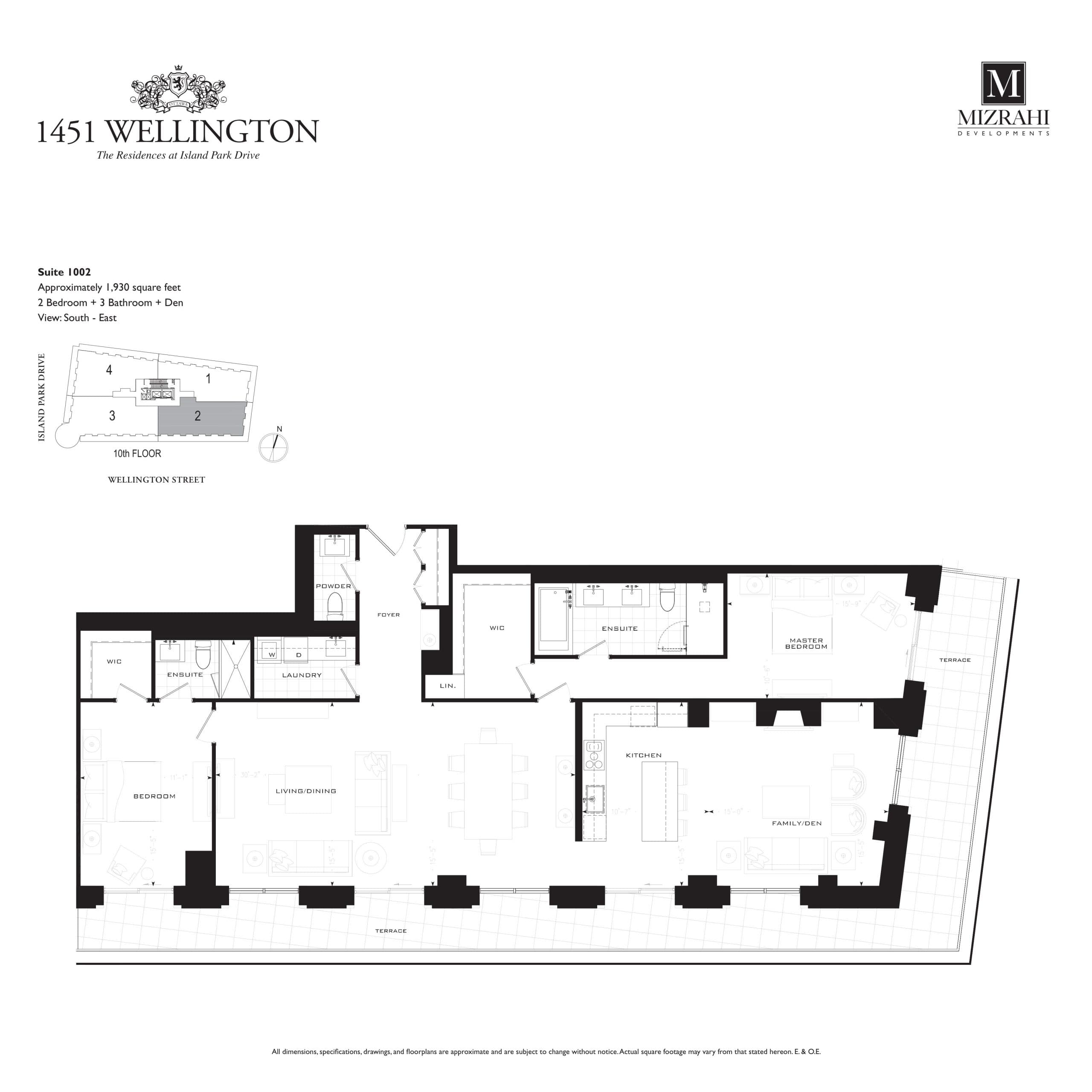 Suite 1002 Floor Plan at 1451 Wellington Condos - 1930 sq.ft