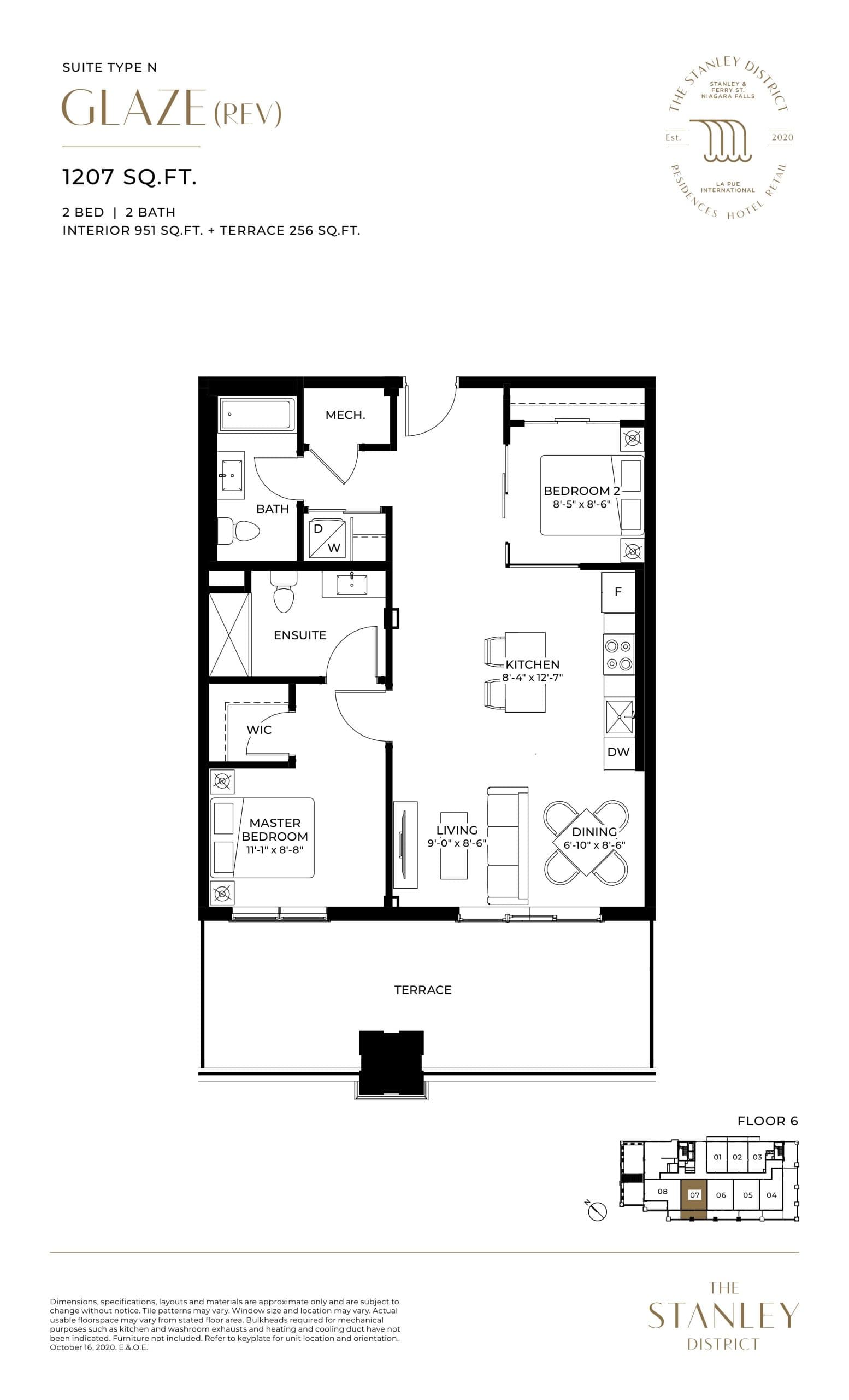 Glaze (Rev) Floor Plan at The Stanley District Condos - 951 sq.ft