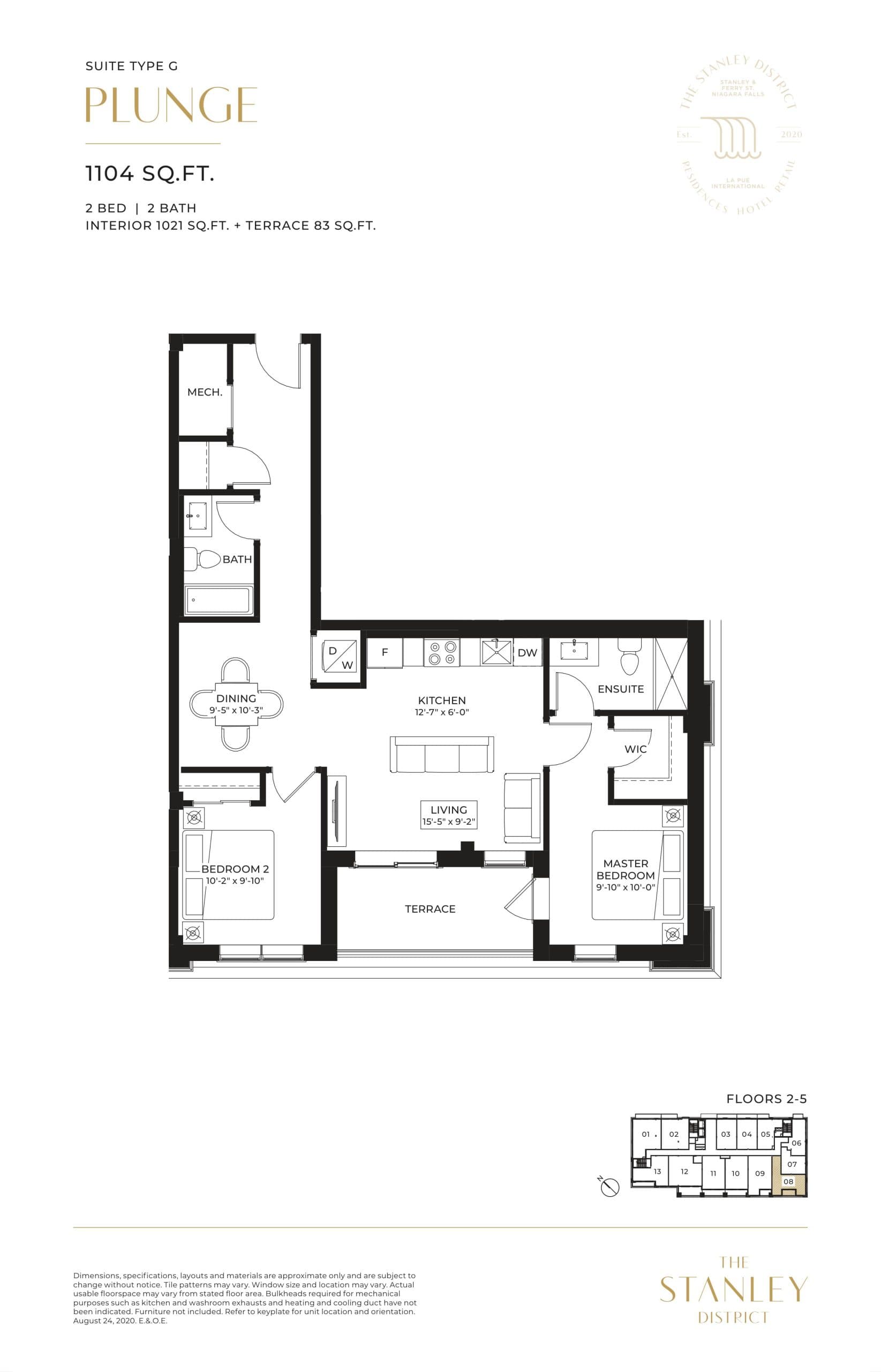 Plunge Floor Plan at The Stanley District Condos - 1021 sq.ft