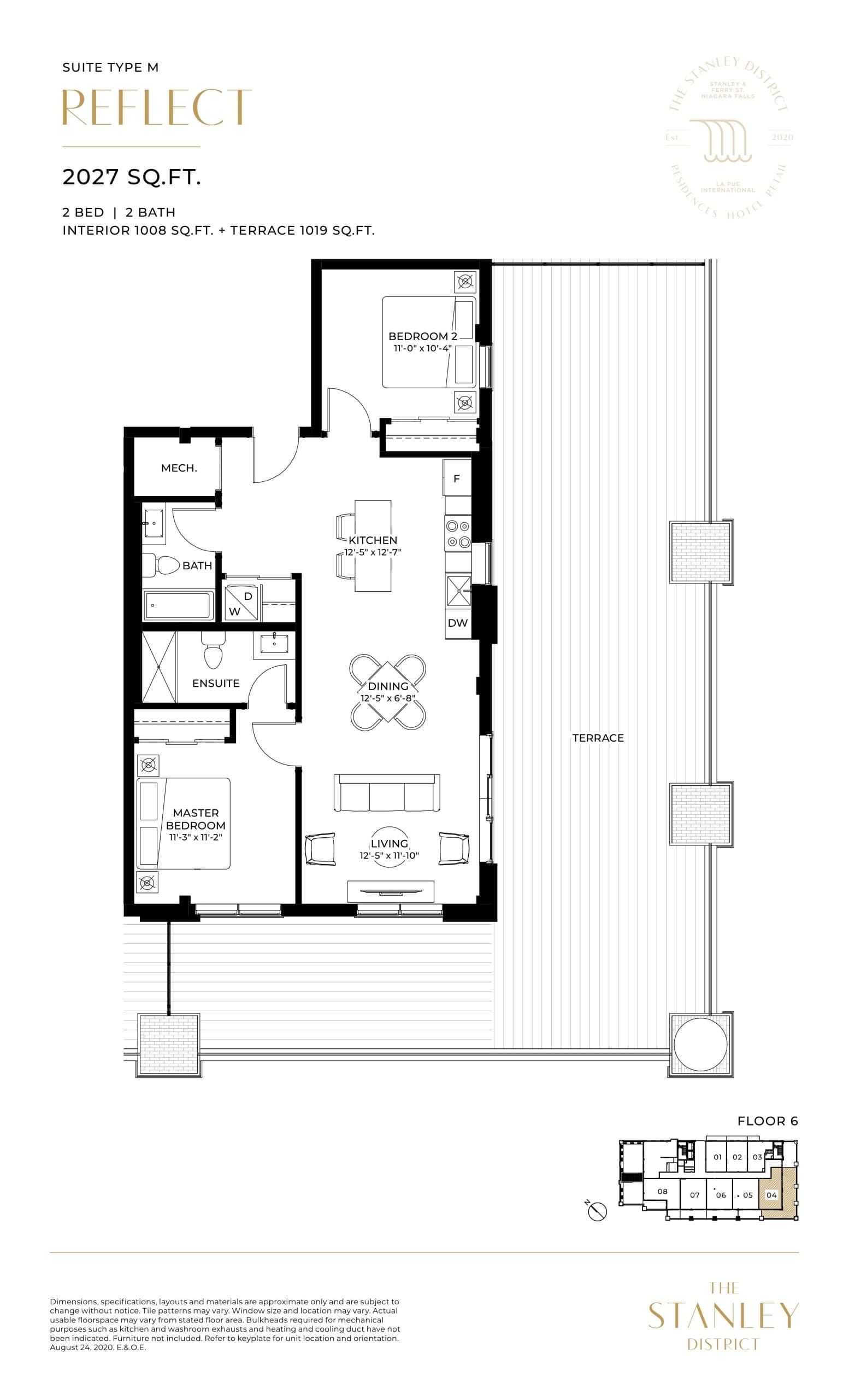 Reflect Floor Plan at The Stanley District Condos - 1008 sq.ft