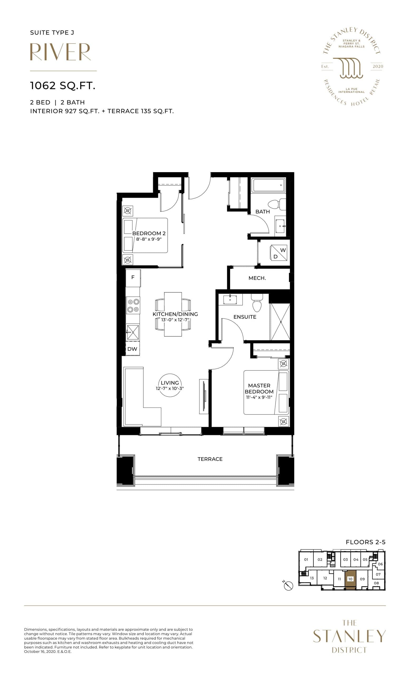 River Floor Plan at The Stanley District Condos - 927 sq.ft