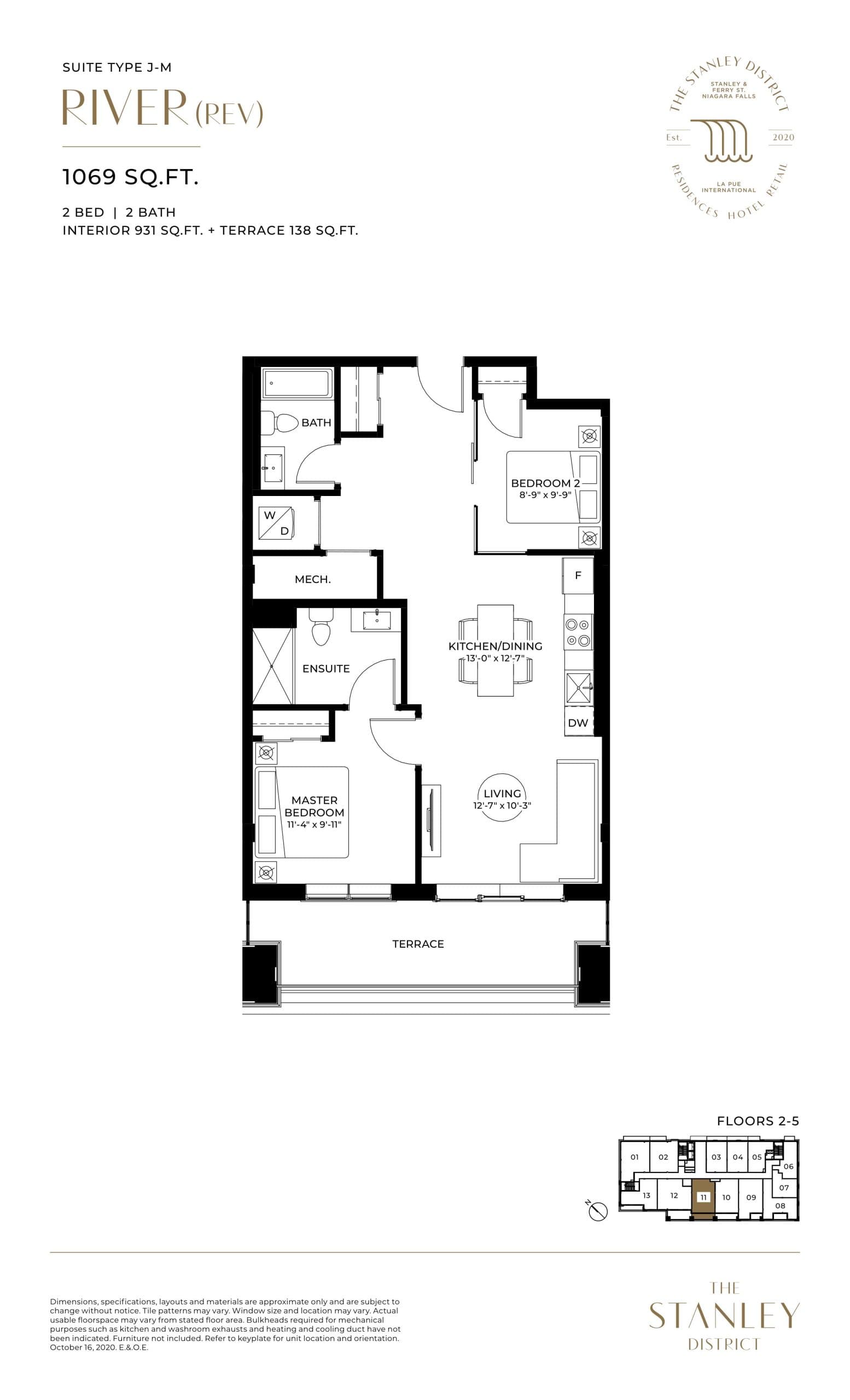 River (Rev) Floor Plan at The Stanley District Condos - 931 sq.ft