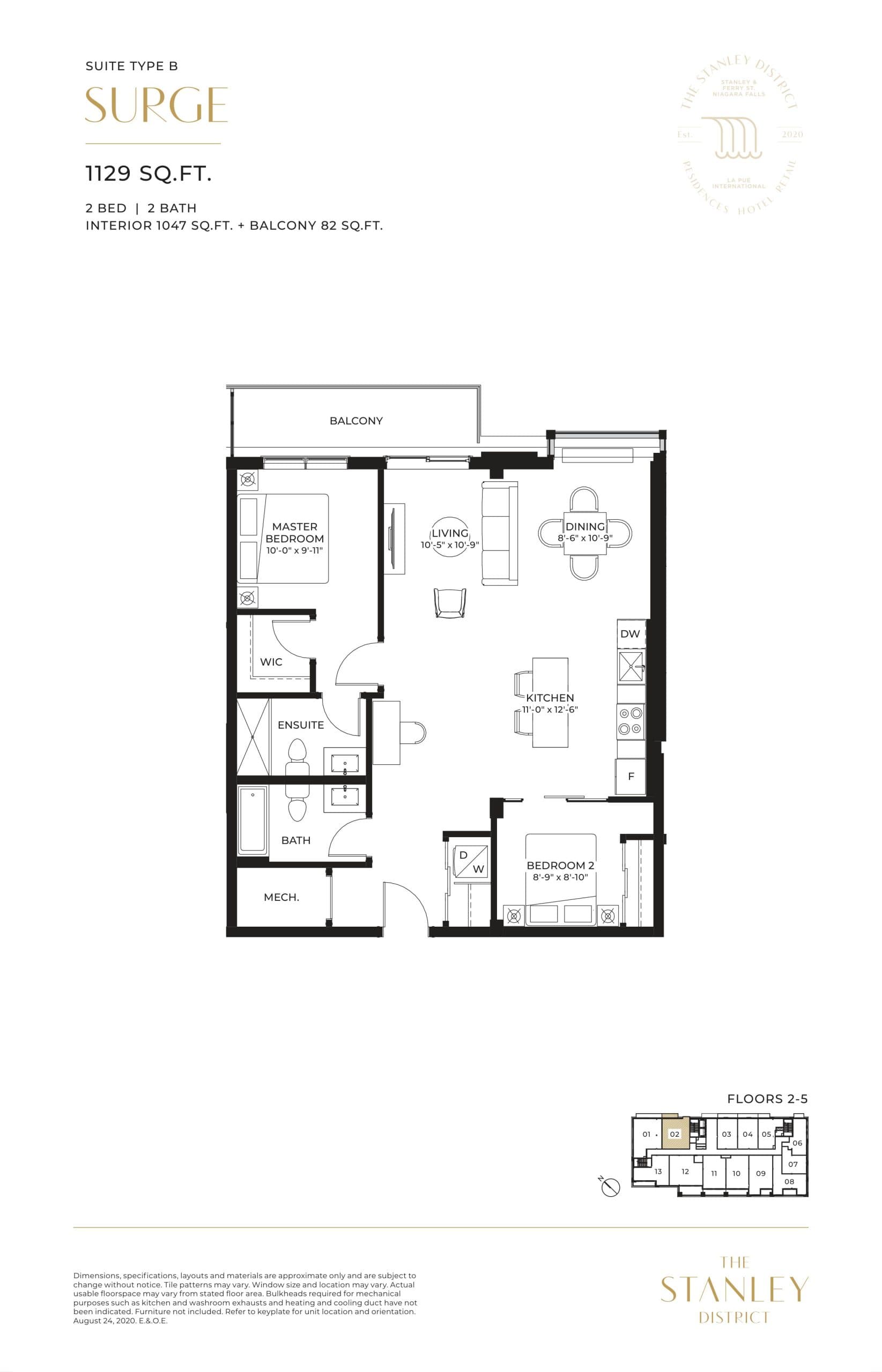 Surge Floor Plan at The Stanley District Condos - 1047 sq.ft