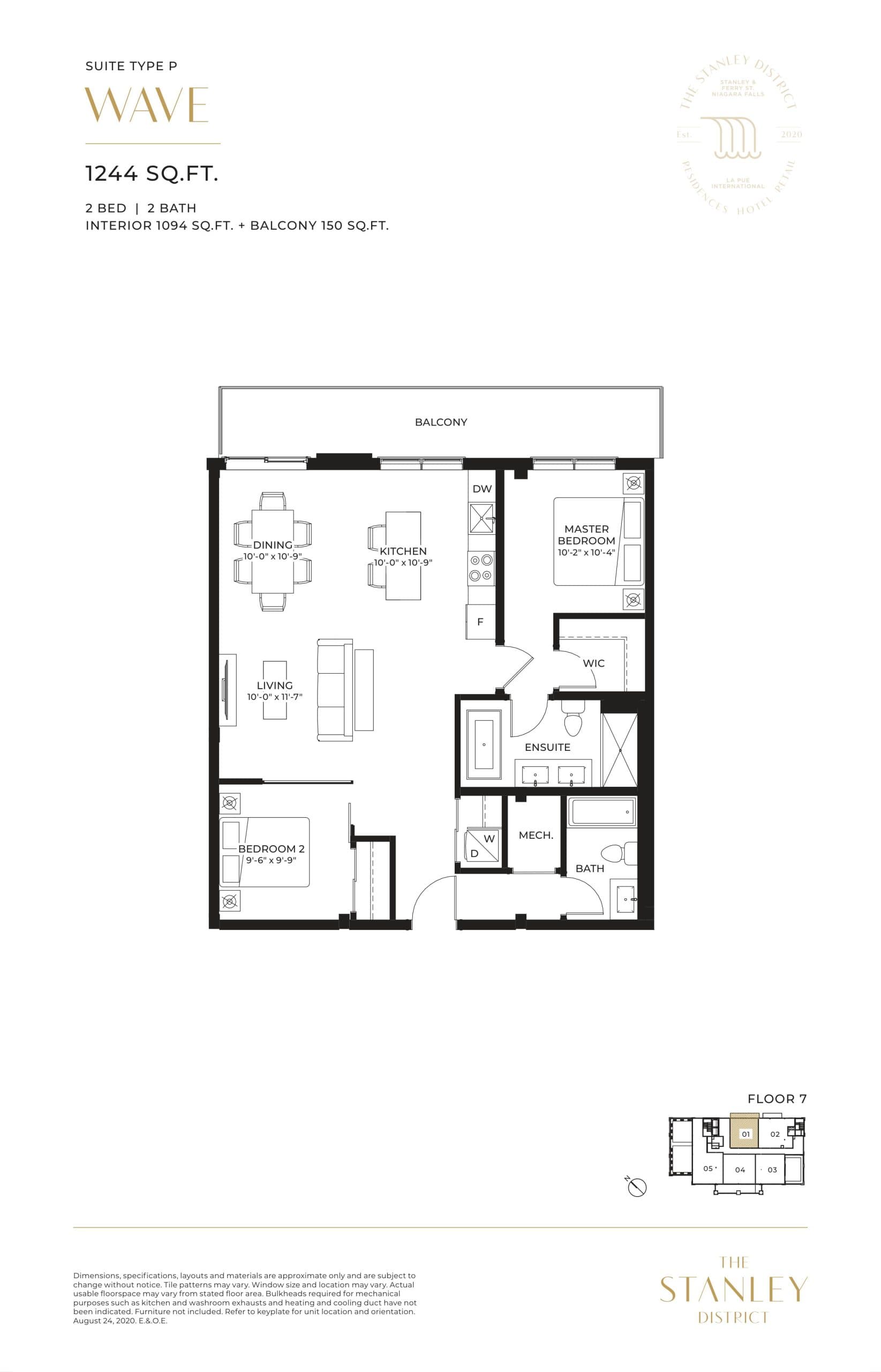 Wave Floor Plan at The Stanley District Condos - 1094 sq.ft