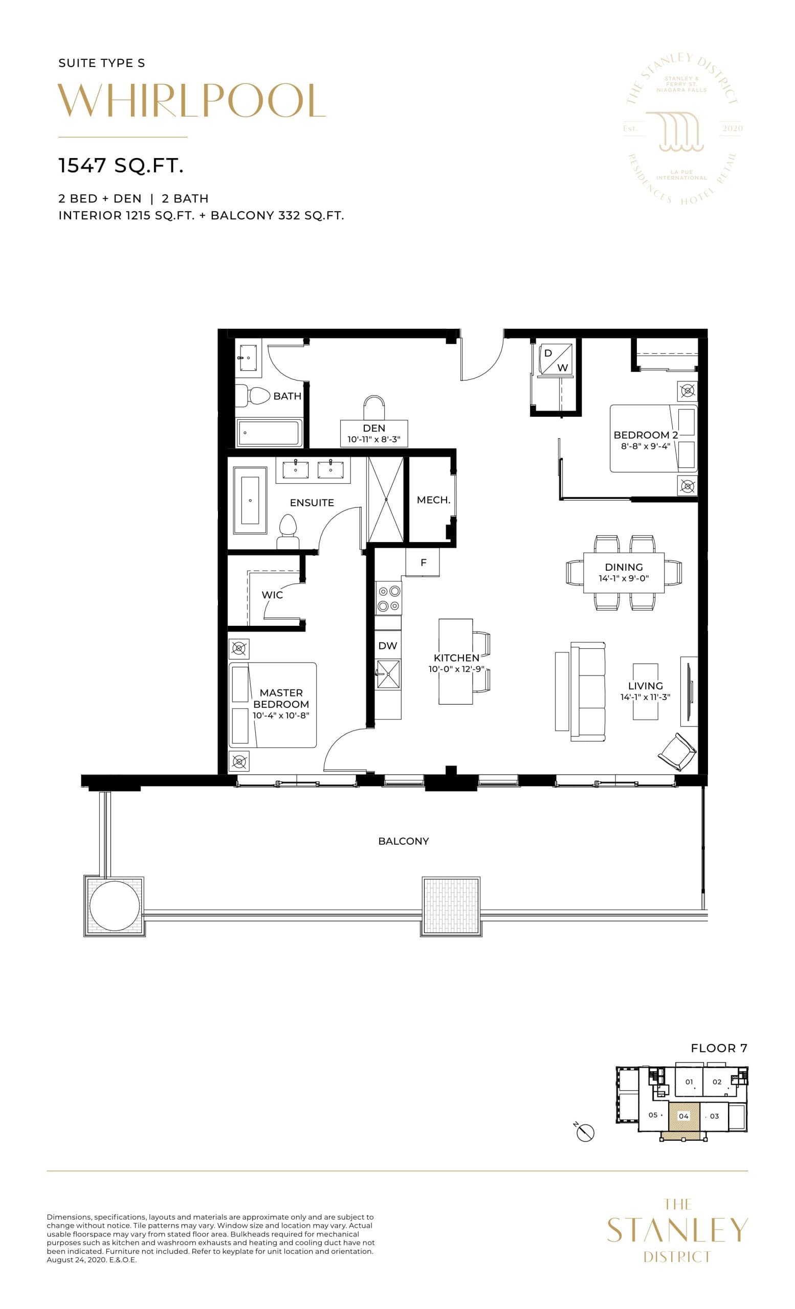 Whirlpool Floor Plan at The Stanley District Condos - 1215 sq.ft