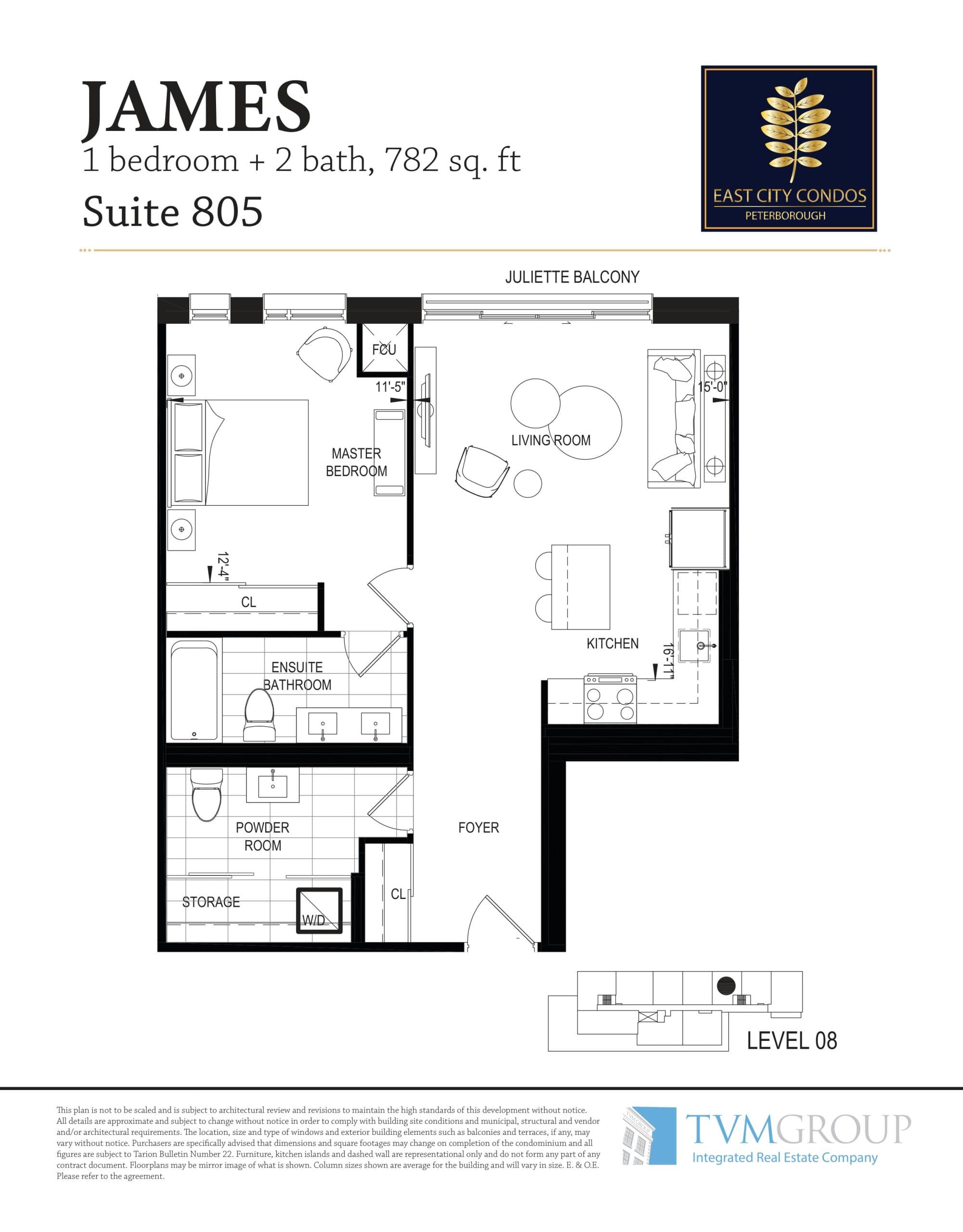 James Floor Plan at East City Condos - 782 sq.ft