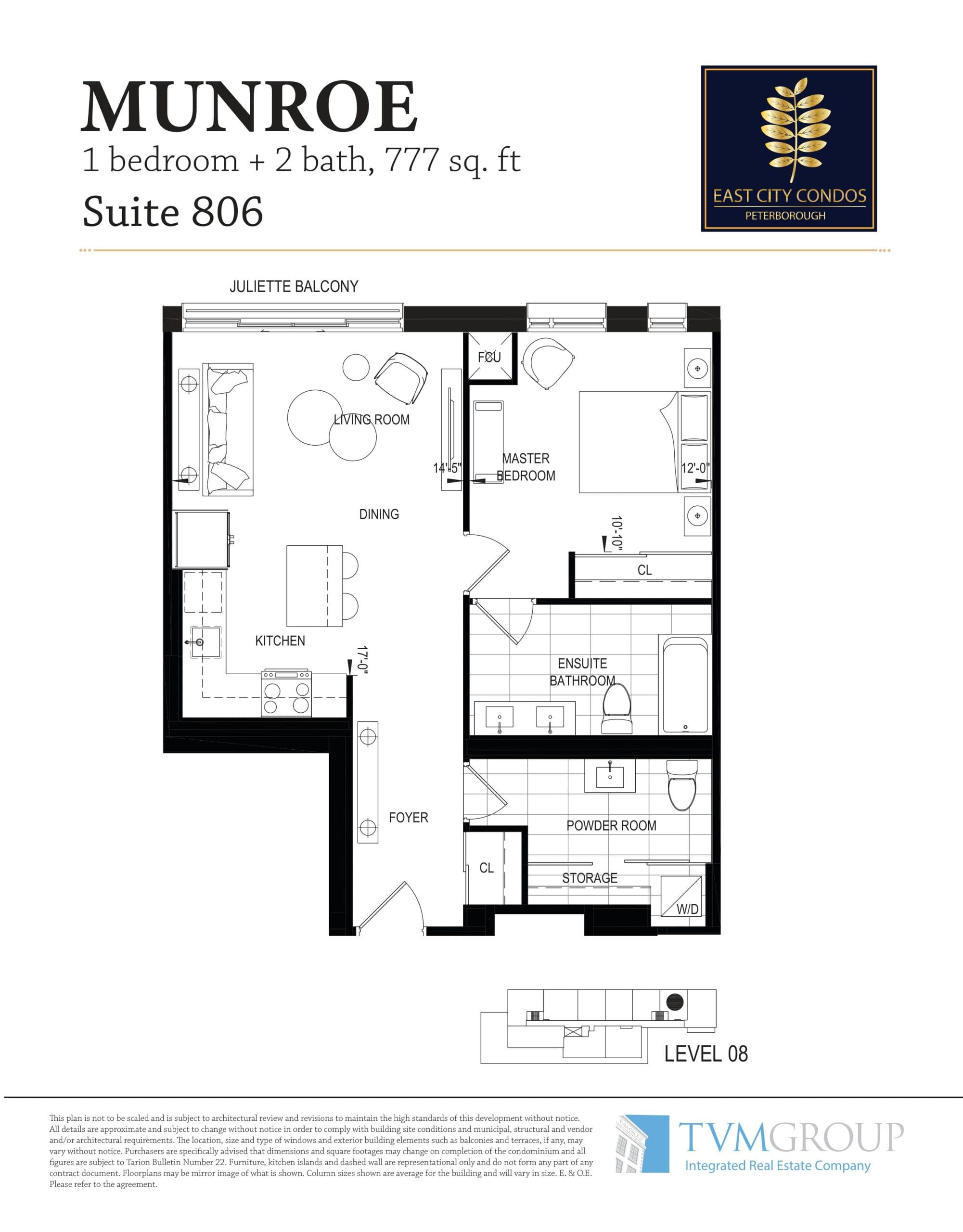 Munroe Floor Plan at East City Condos - 777 sq.ft