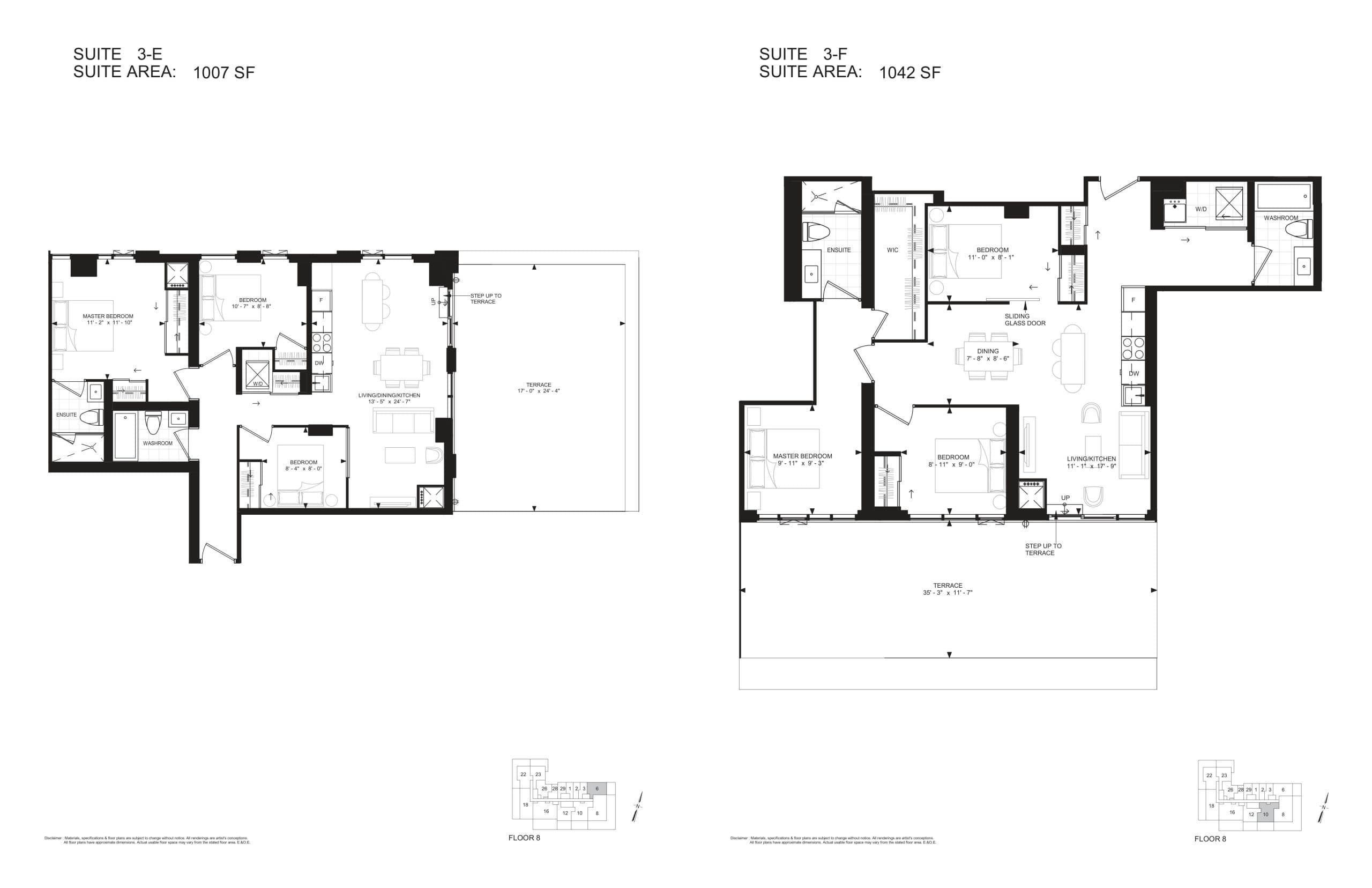 Suite 3-E Floor Plan at 400 King West Condos - 1007 sq.ft