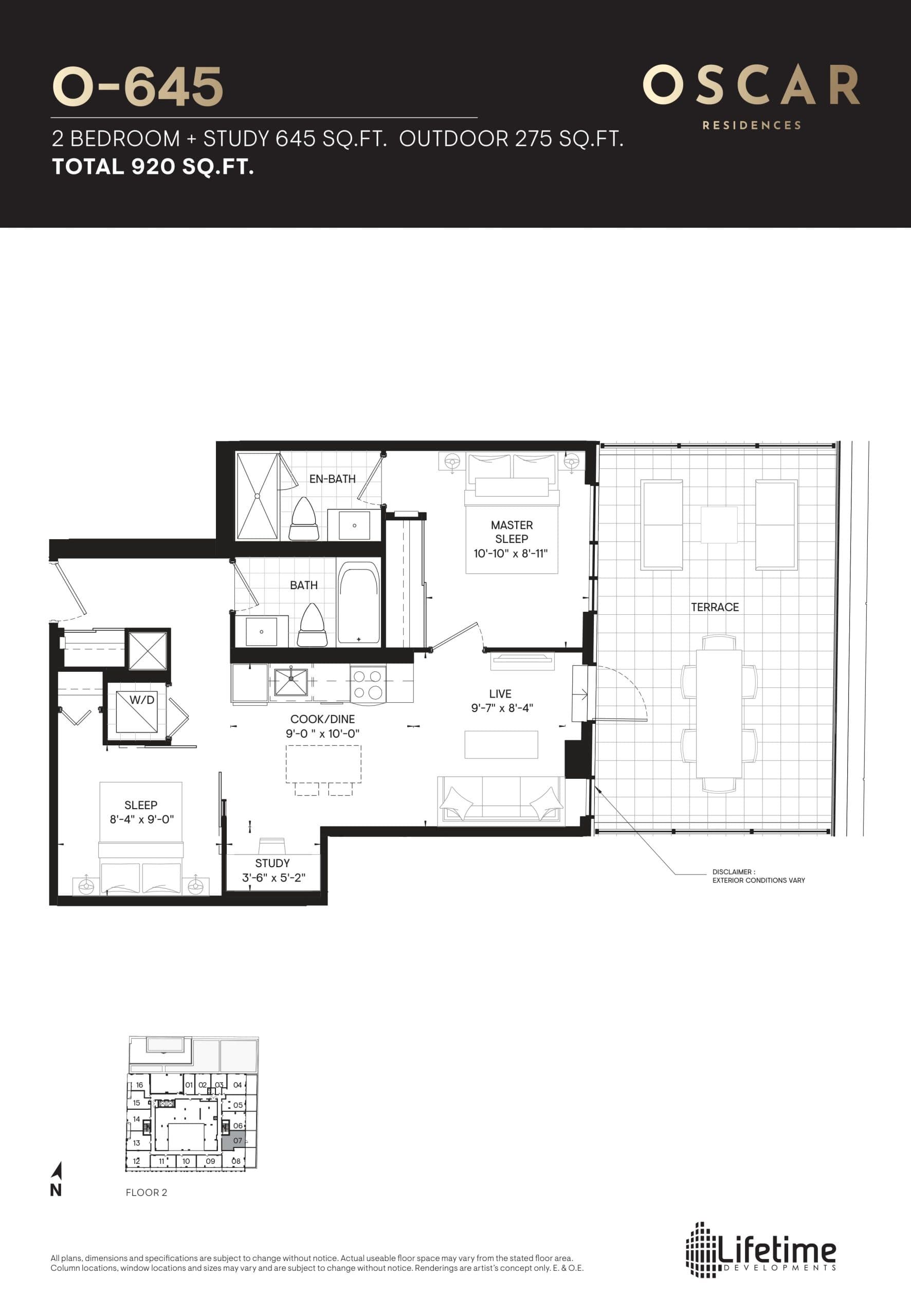 O-645 Floor Plan at Oscar Residences - 645 sq.ft