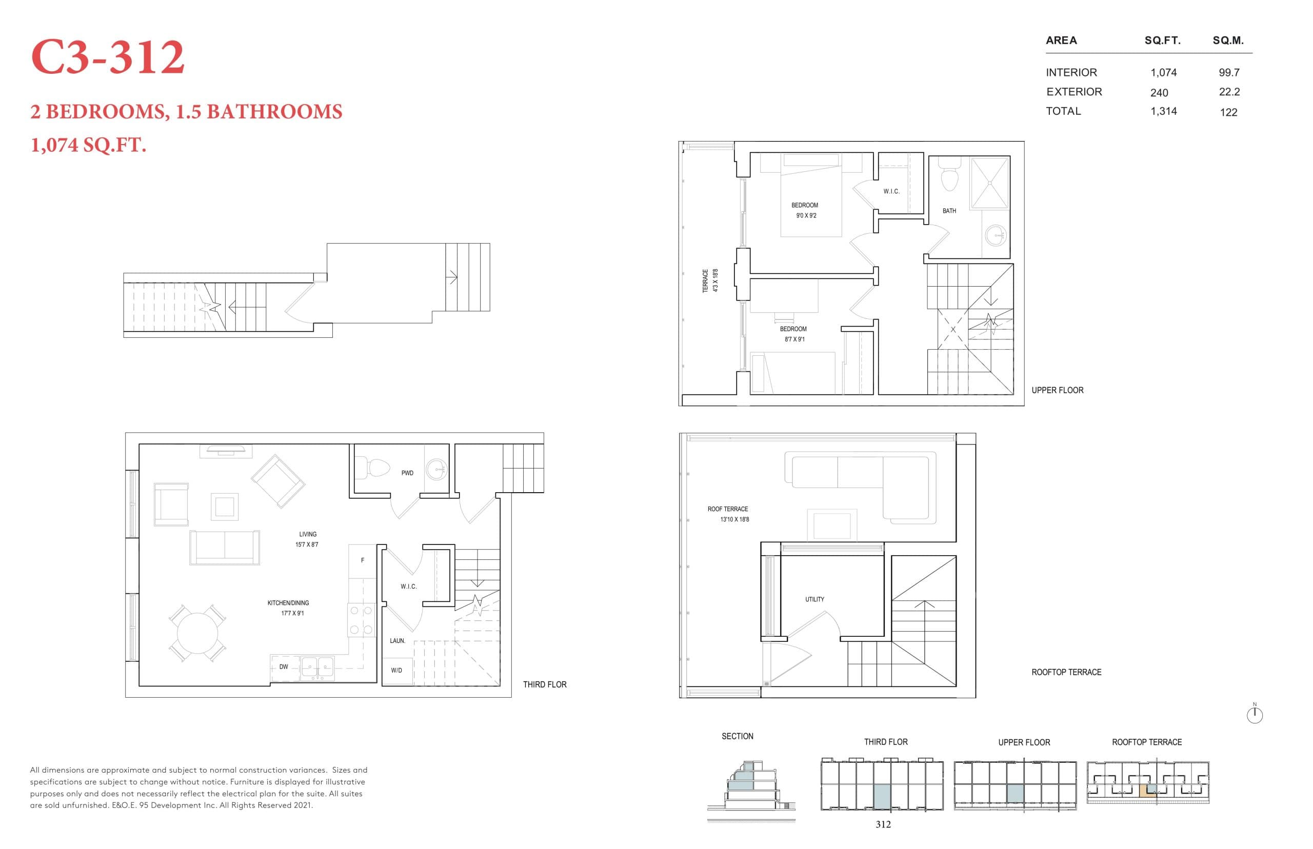 C3-312 Floor Plan at The Garden Series On Sheppard Condos - 1074 sq.ft