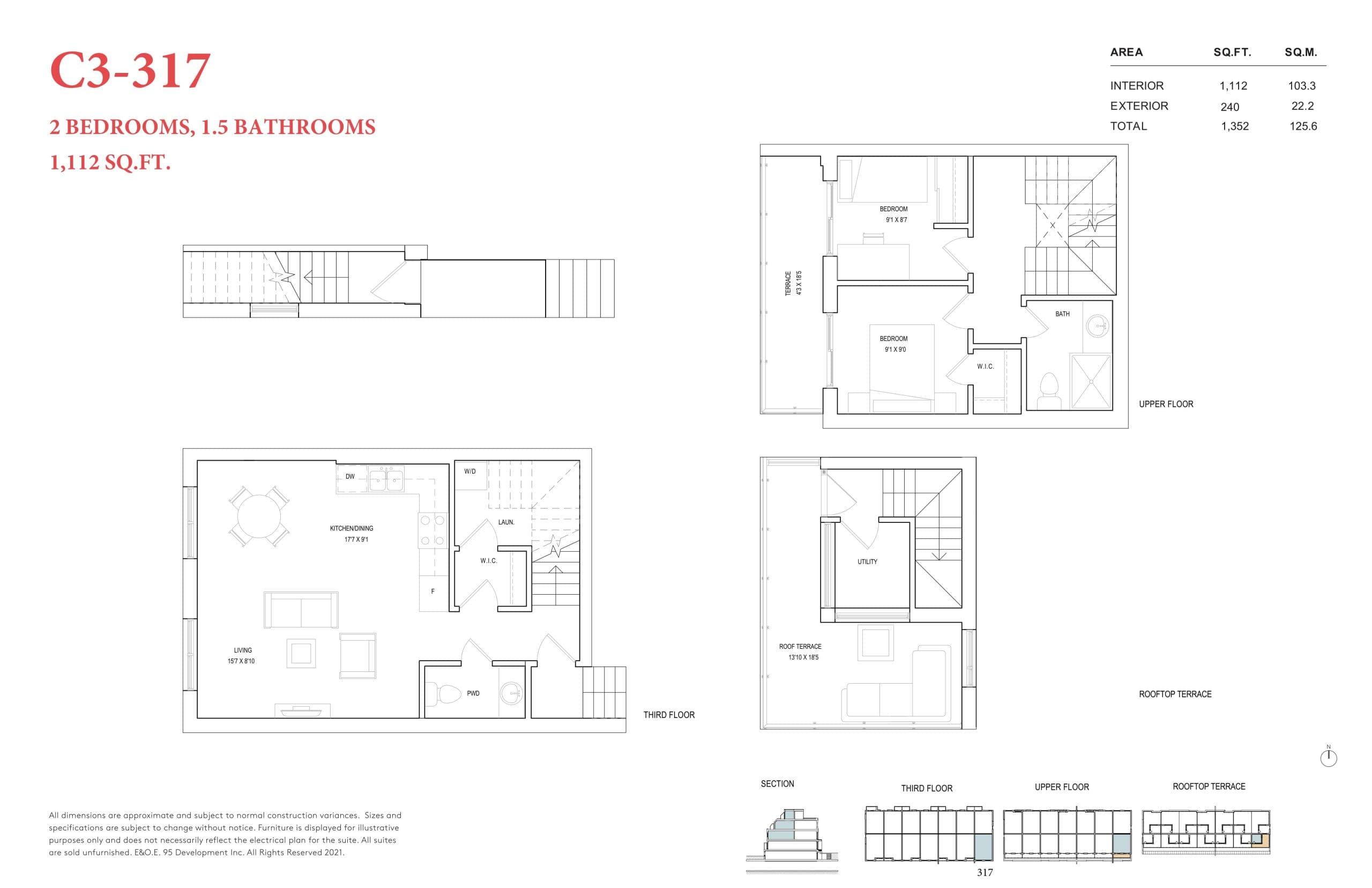 C3-317 Floor Plan at The Garden Series On Sheppard Condos - 1112 sq.ft