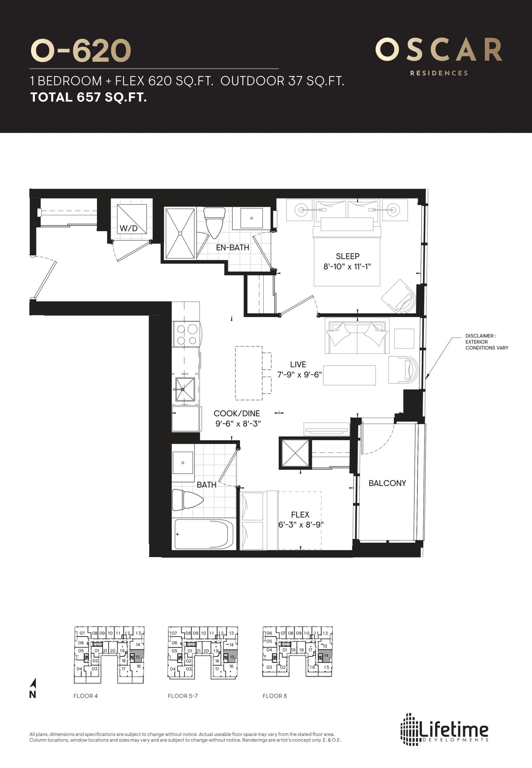 O-620 Floor Plan at Oscar Residences - 620 sq.ft