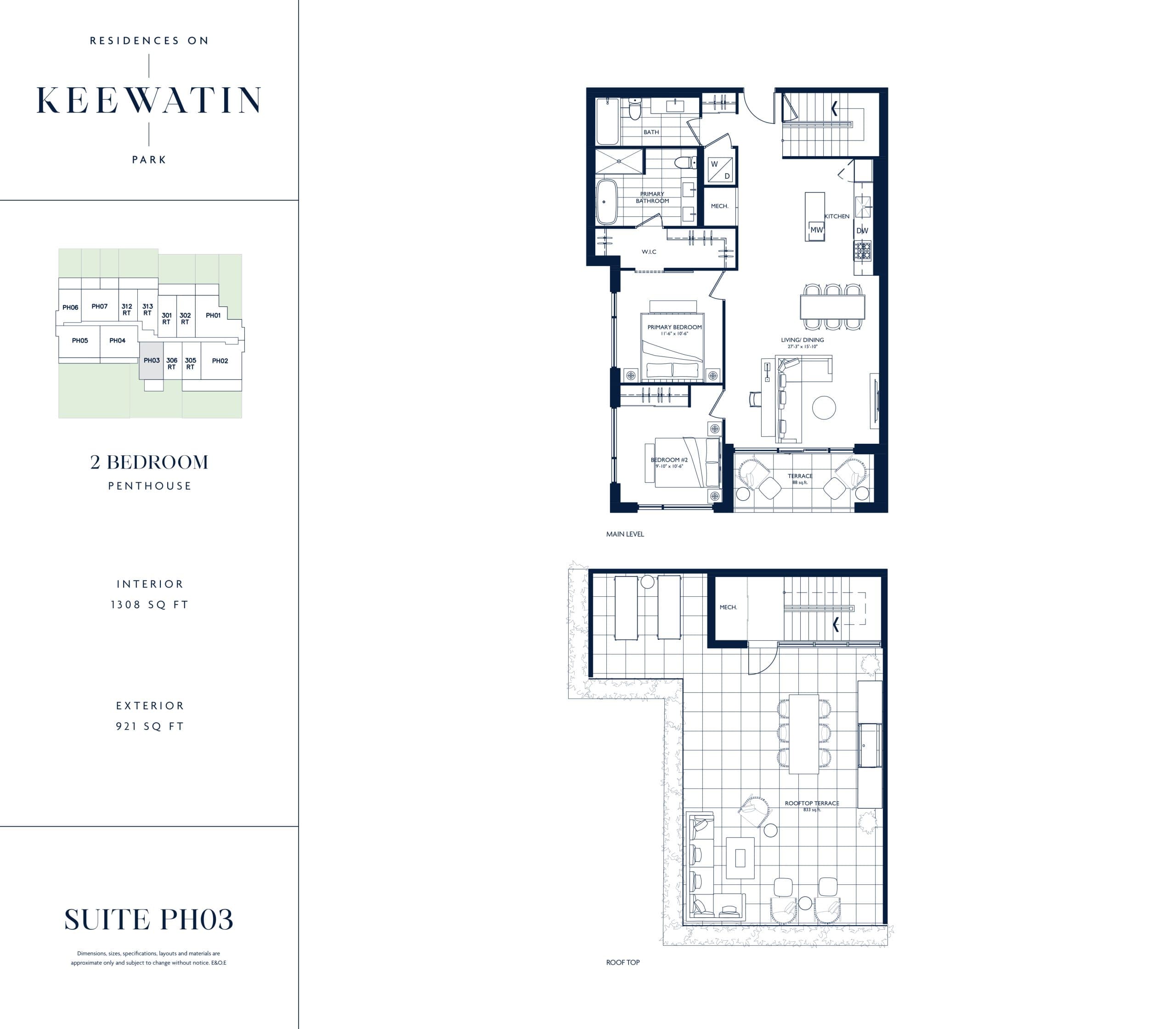 Suite PH03 Floor Plan at Residences on Keewatin Park - 1308 sq.ft