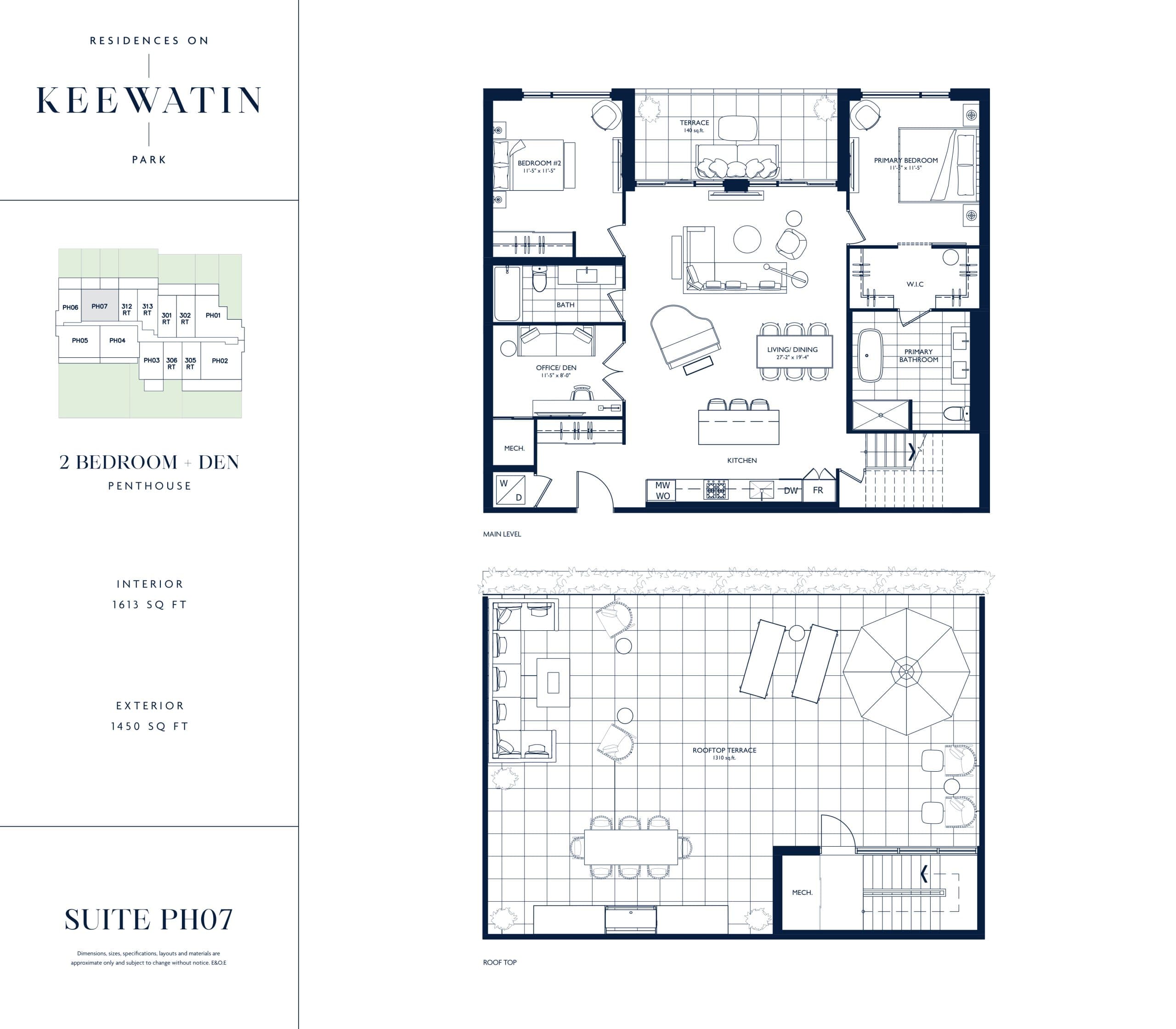 Suite PH07 Floor Plan at Residences on Keewatin Park - 1613 sq.ft