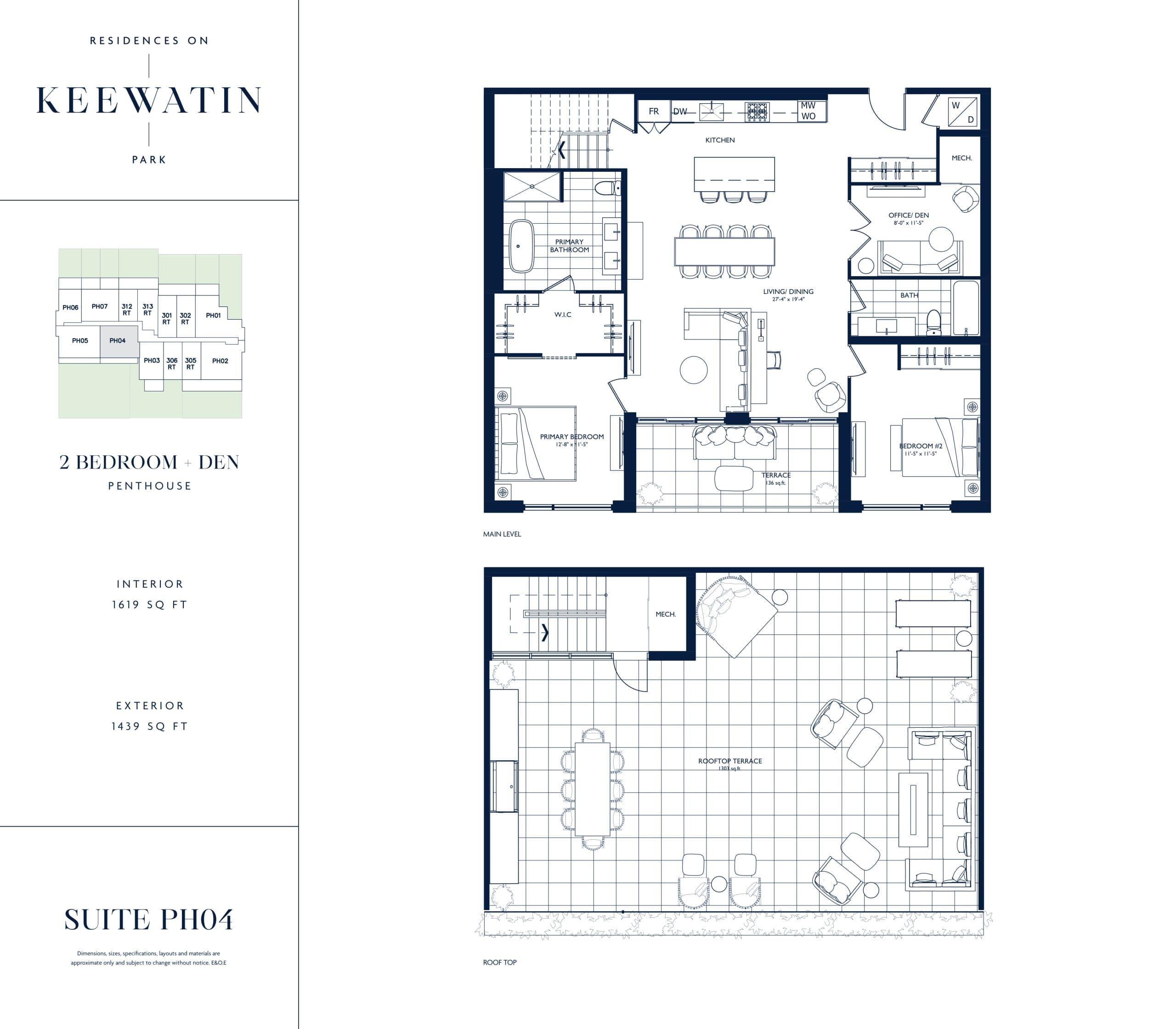 Suite PH04 Floor Plan at Residences on Keewatin Park - 1619 sq.ft