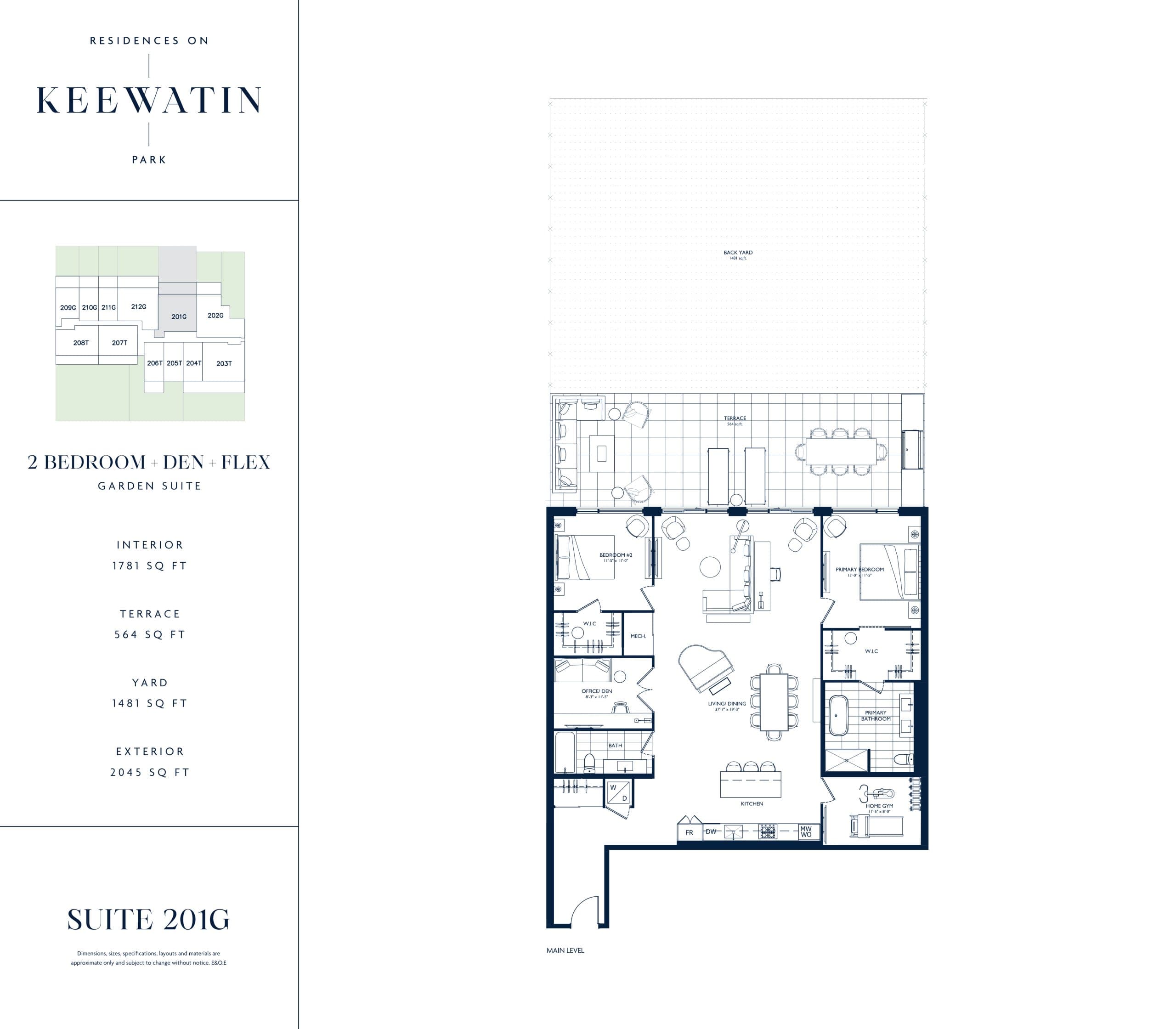 Suite 201G Floor Plan at Residences on Keewatin Park - 1781 sq.ft